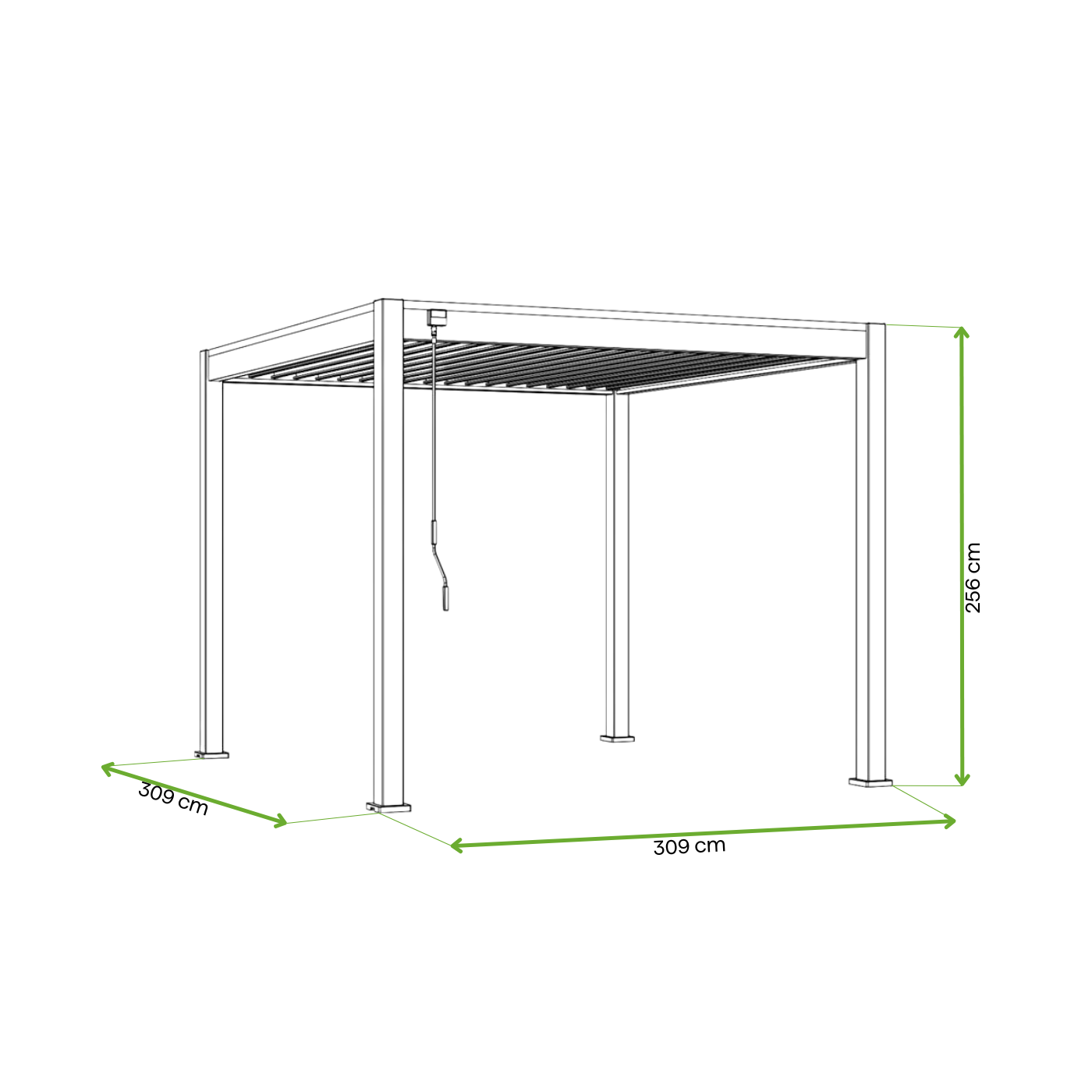 Wymiary pergola tarasowa ELEGANCE 3x3 Taupe - Gutroof