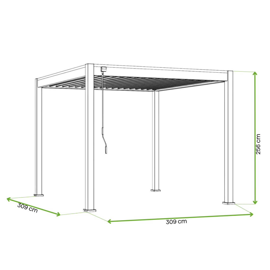 Wymiary pergola tarasowa ELEGANCE 3x3 Taupe - Gutroof