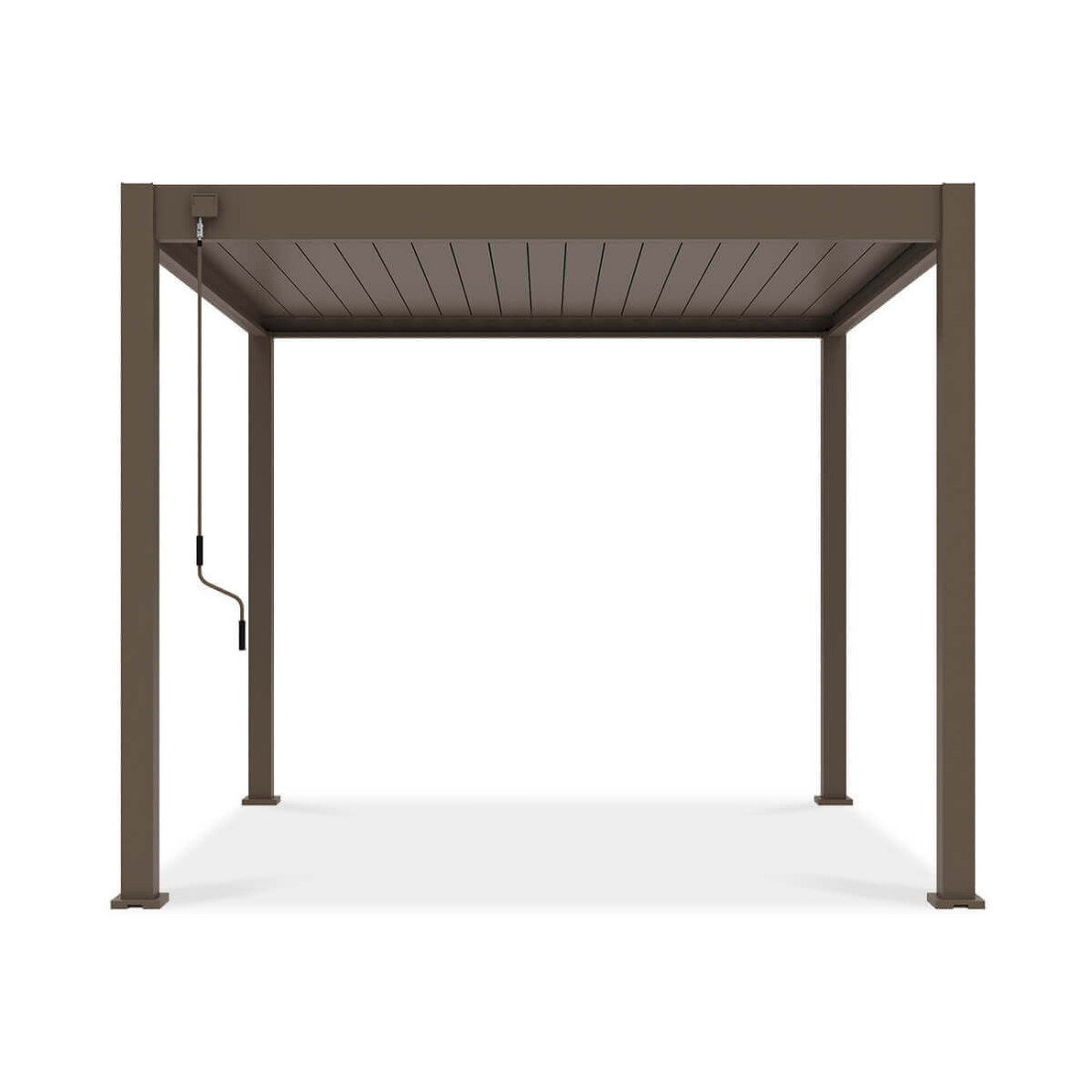 Widok frontalny- pergola tarasowa ELEGANCE 3x3 Taupe - Gutroof