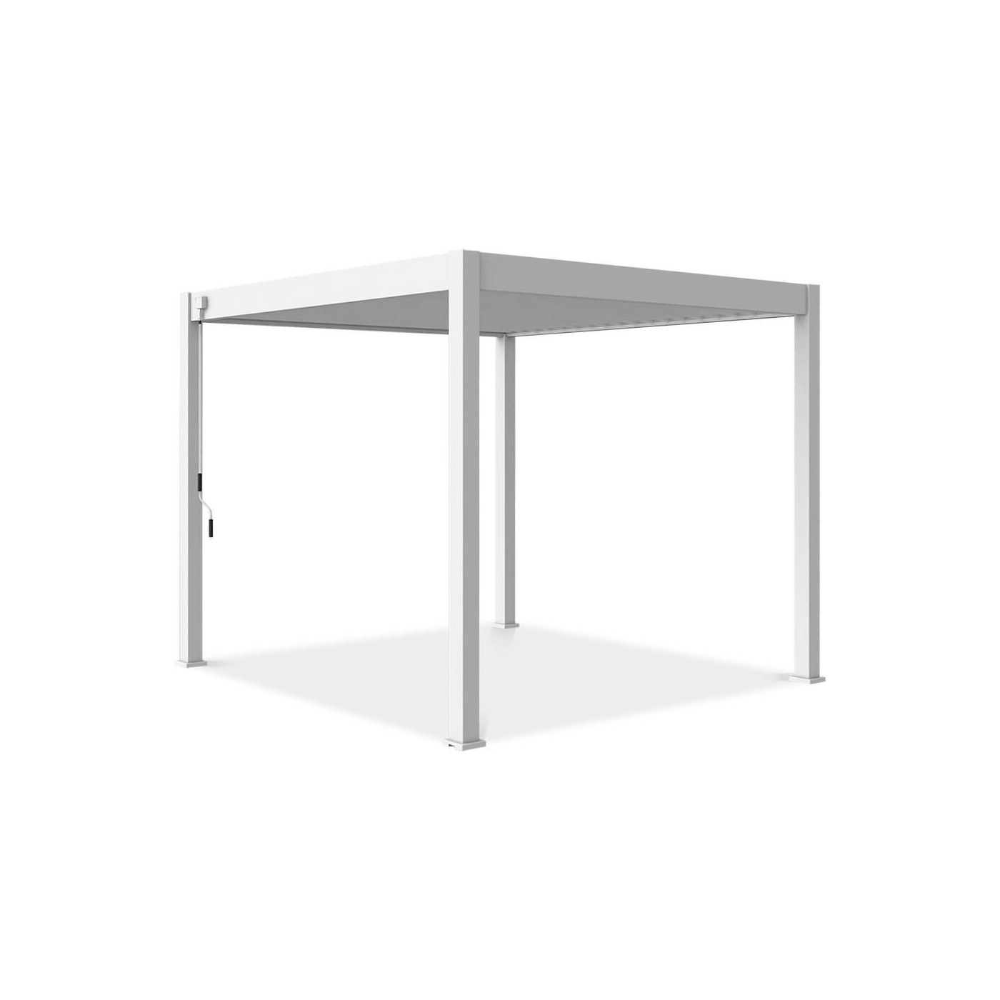 Widok boczny na białą pergolę 3x3m od Gutroof