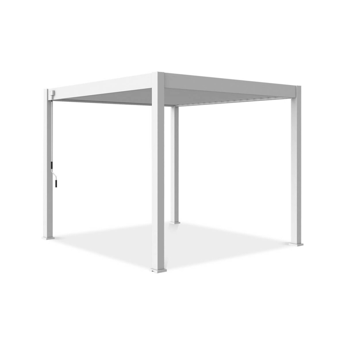 Widok boczny na białą pergolę 3x3m od Gutroof