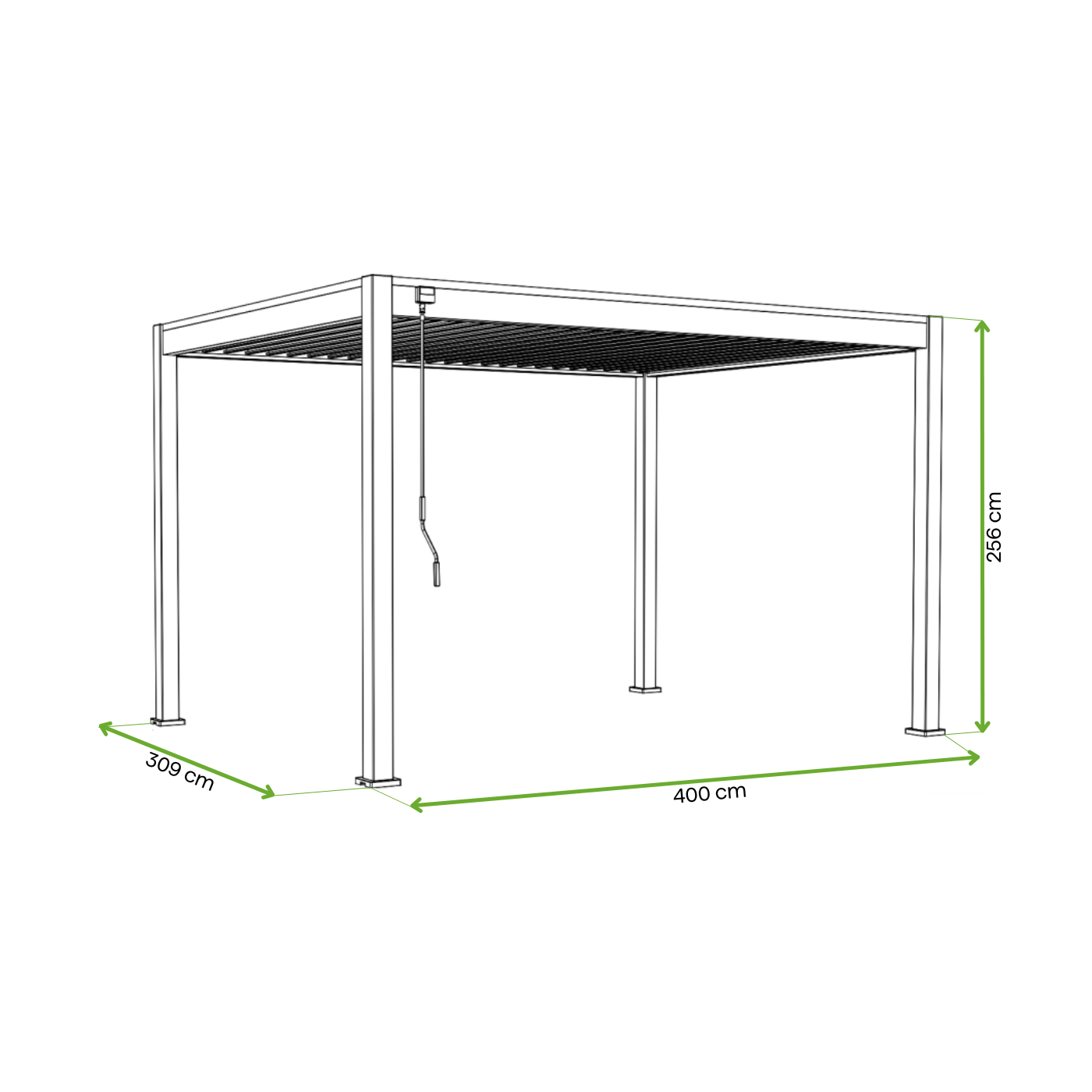 Wymiary pergoli ogrodowej na taras ELEGANCE 3x4 - Gutroof 