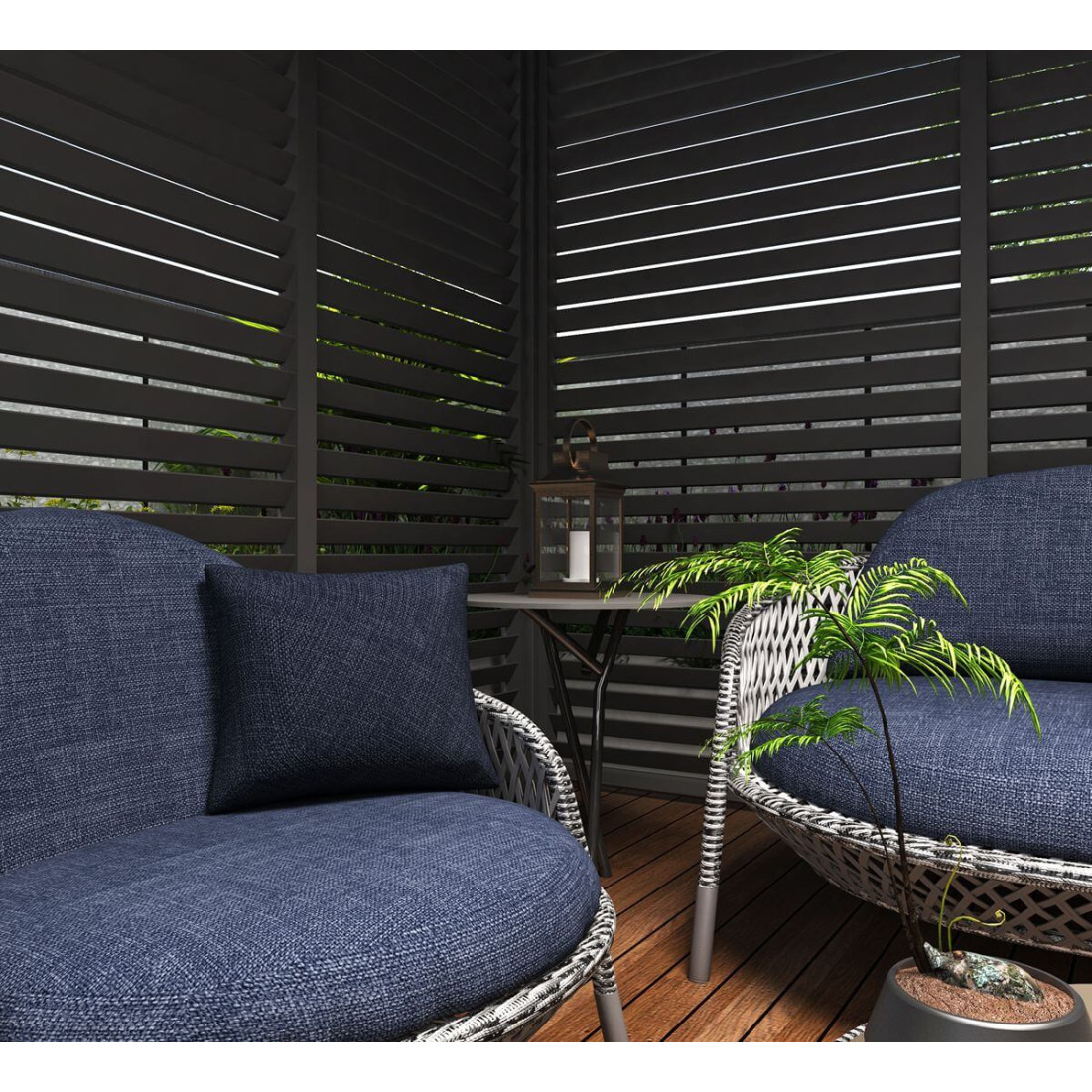 Aranżacja na tarasie perogli ELEGANCE 3x4 Anthracite - gutroof