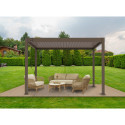 Aranżacja - pergola z serii Elegance w rozmiarze 3x4 w kolorze Taupe z regulowanym dachem
