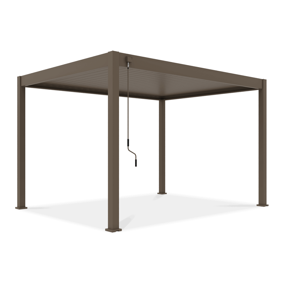 Widok z boku wodoodpornej pergoli tarasowej ELEGANCE 3x4 Taupe - Gutroof