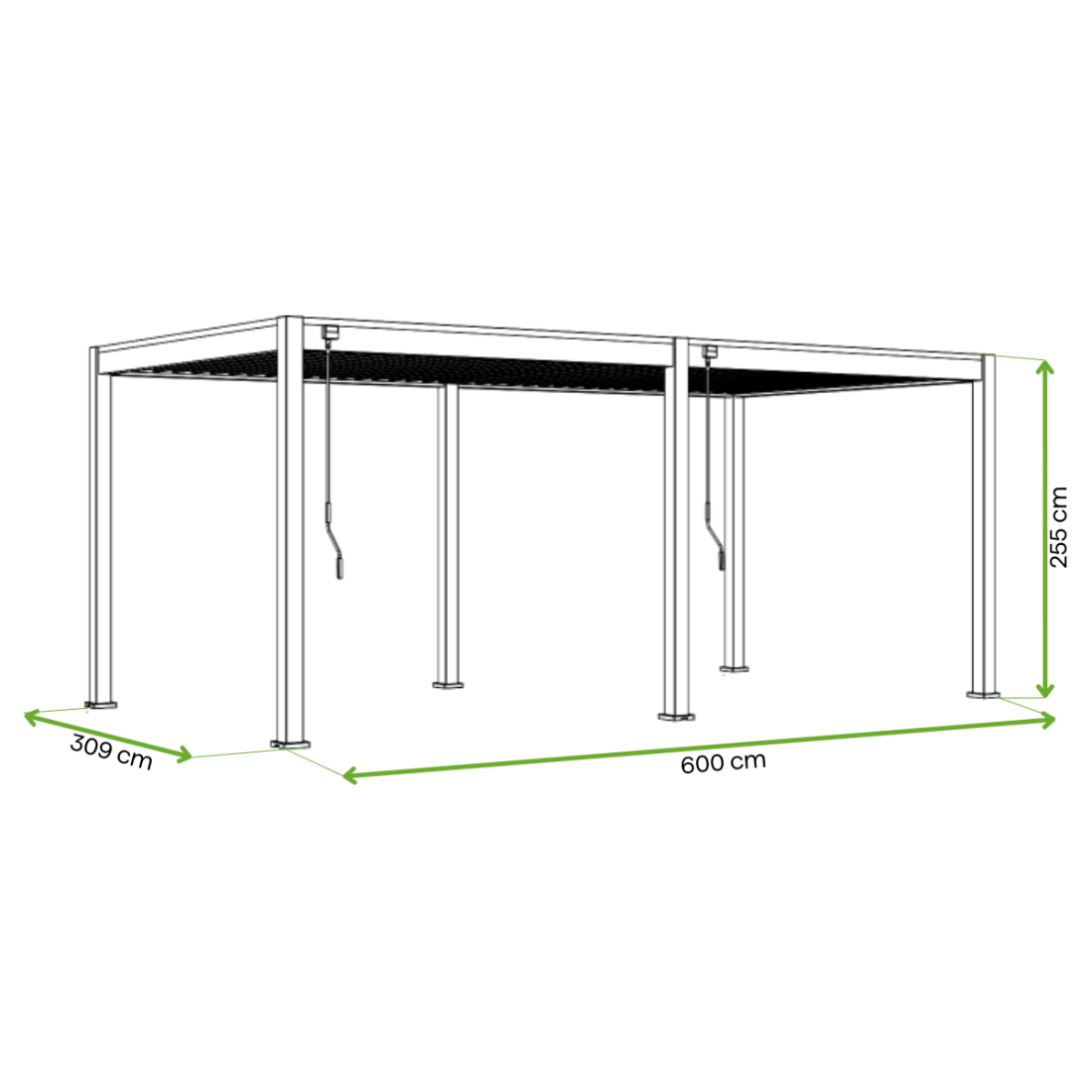Wymiary pergola ogrodowa Elegance 3x6m