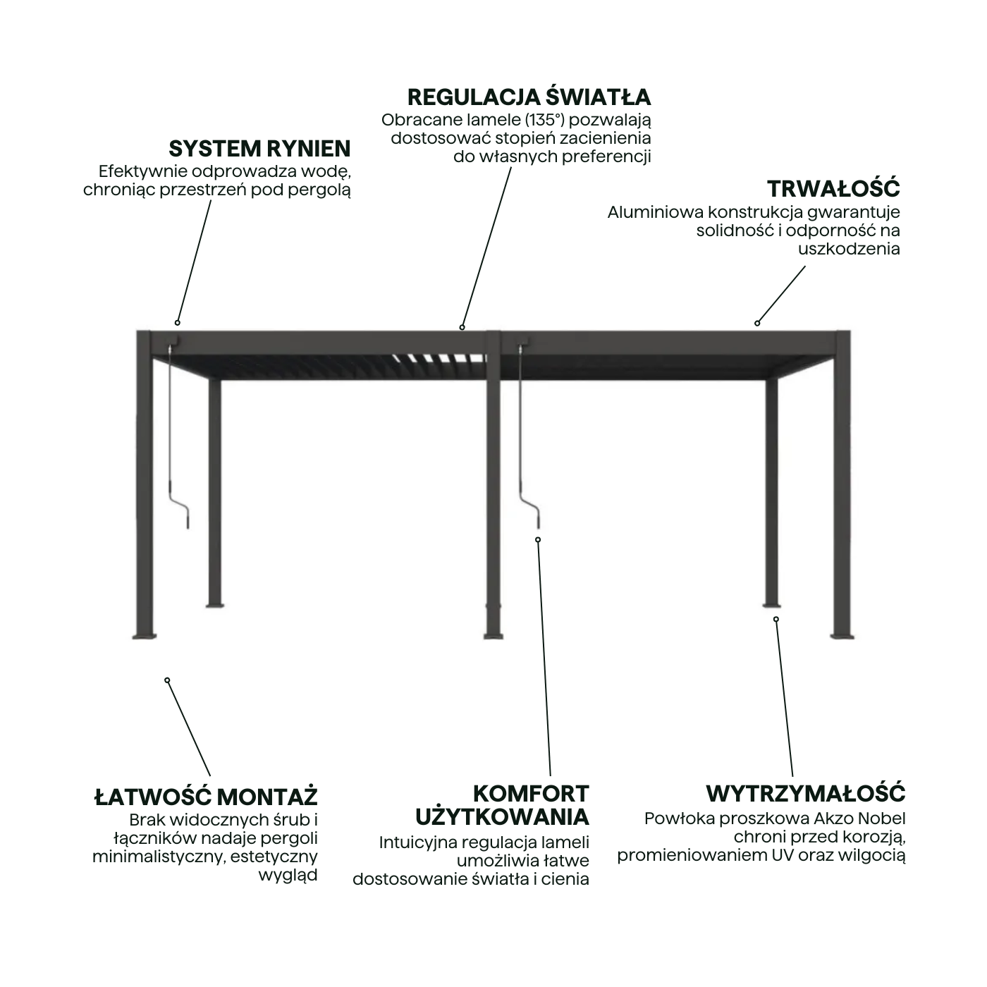 Cechy pergola ogrodowa ELEGANCE 3x6 Anthracite - Gutroof stojąca na tarasie