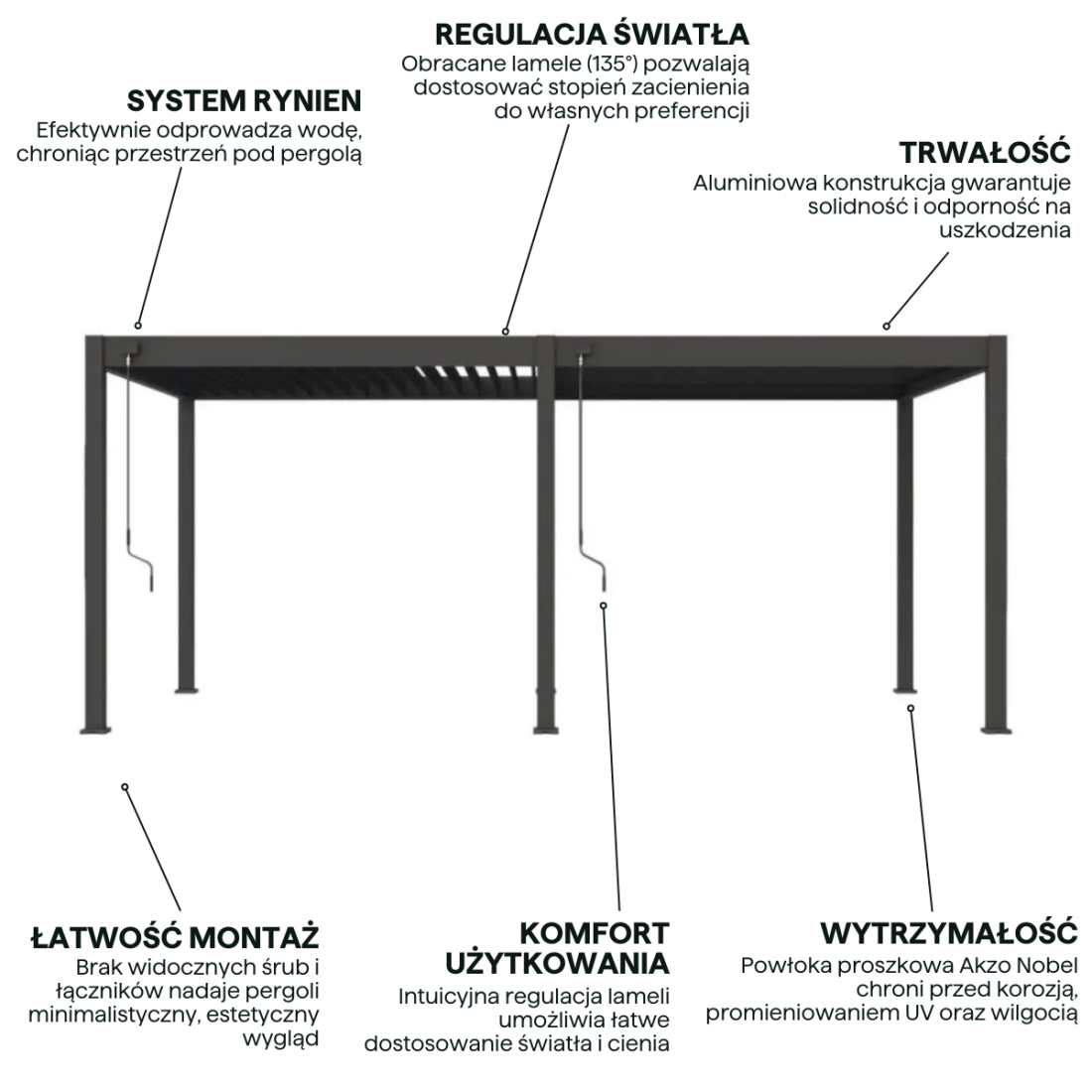 Cechy pergola ogrodowa ELEGANCE 3x6 Anthracite - Gutroof stojąca na tarasie