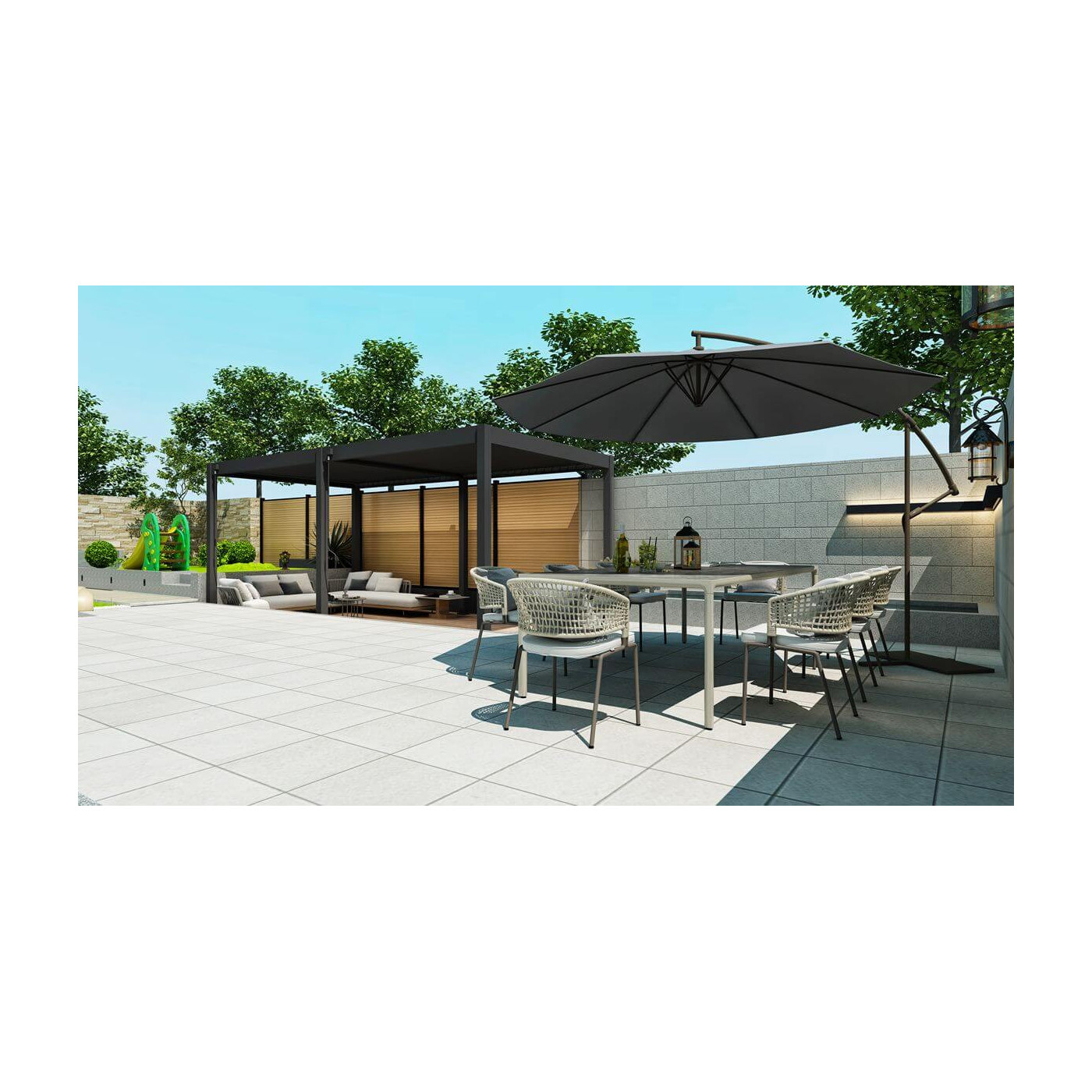Pergola ogrodowa ELEGANCE 3x6 Anthracite - Gutroof - w aranżacji