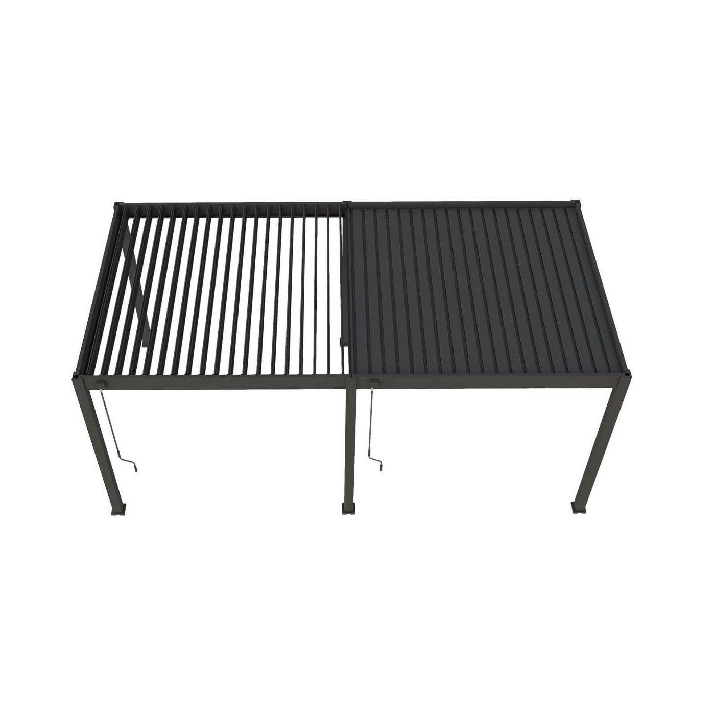 Widok z góry na zamykane lamele pergoli ogrodowej ELEGANCE 3x6 anthracite
