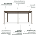 Cechy - pergola z serii Elegance w rozmiarze 3x6 w kolorze Taupe z regulowanym dachem