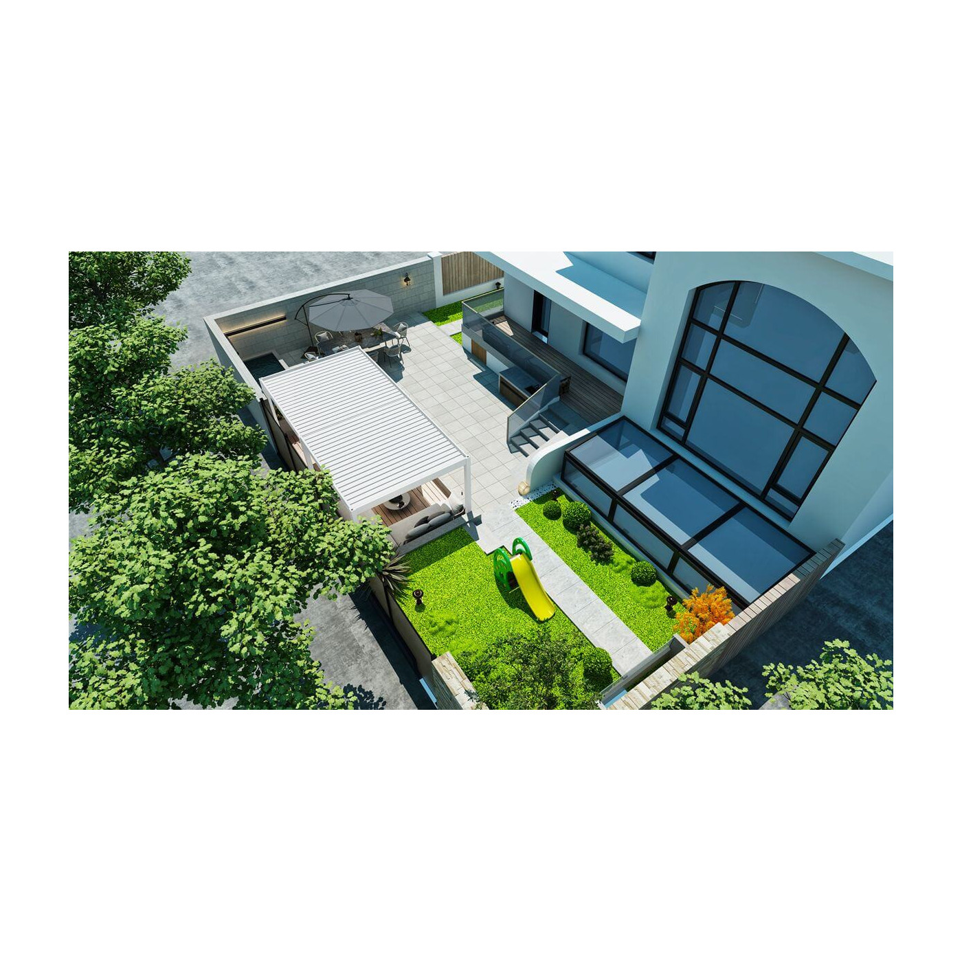 Widok z góry na pergolę