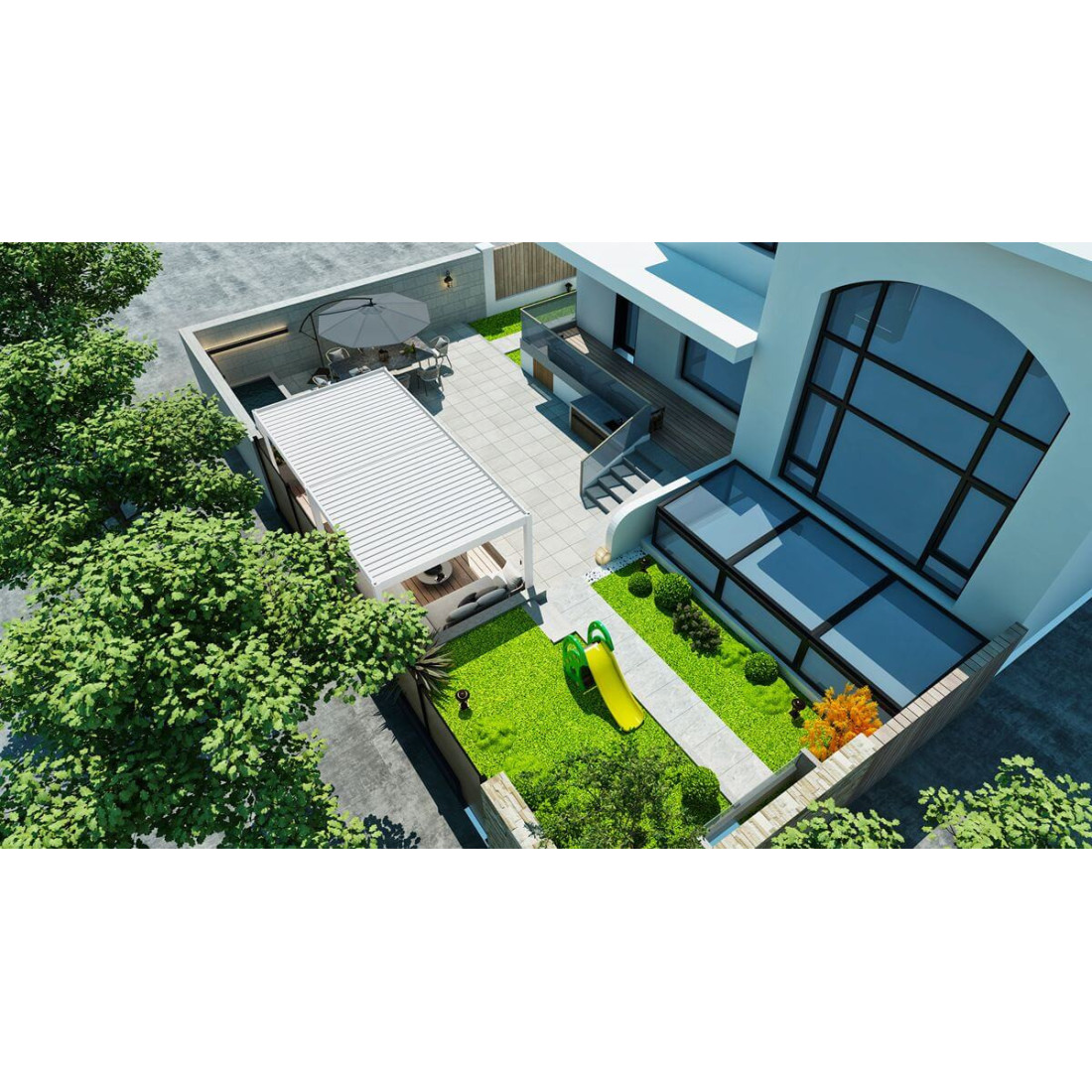 Widok z góry na pergolę