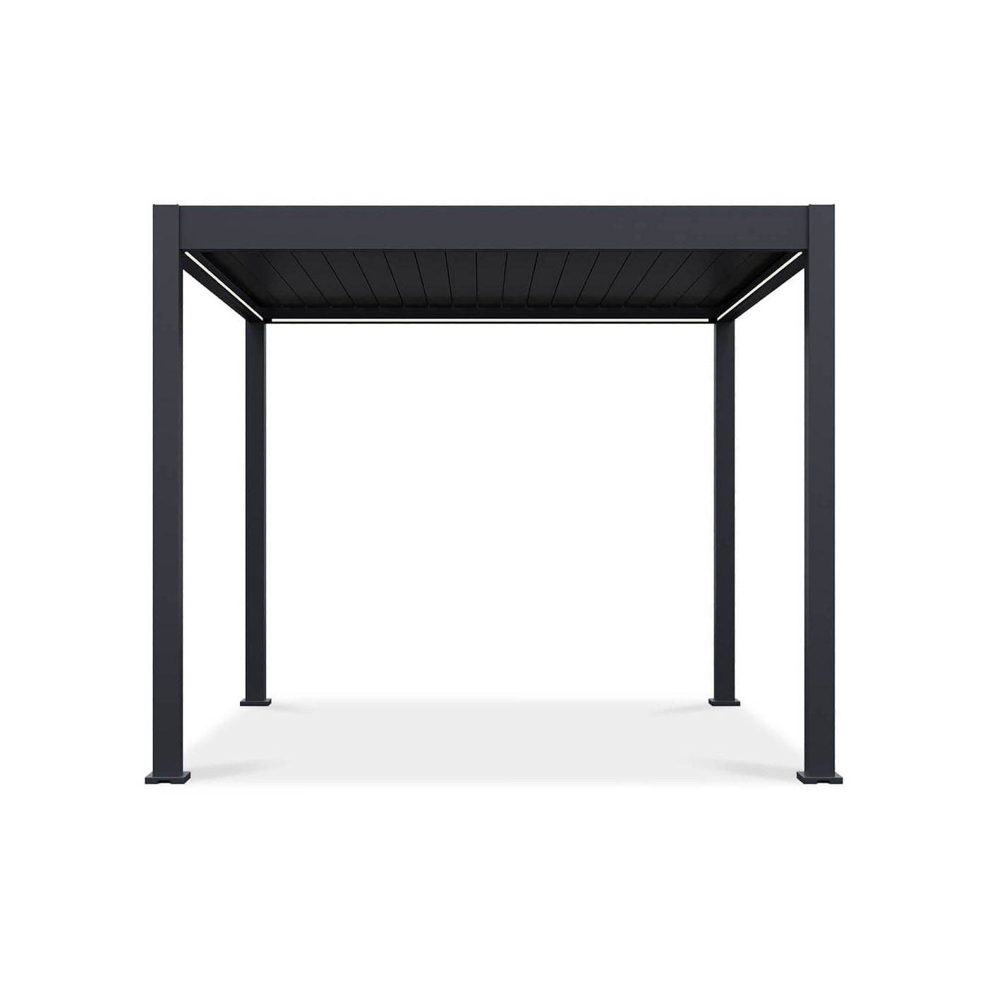 Widok frontalny pergoli tarasowej automatycznej ELEGANCE AUTOMATIC 3x3 Anthracite - Gutroof