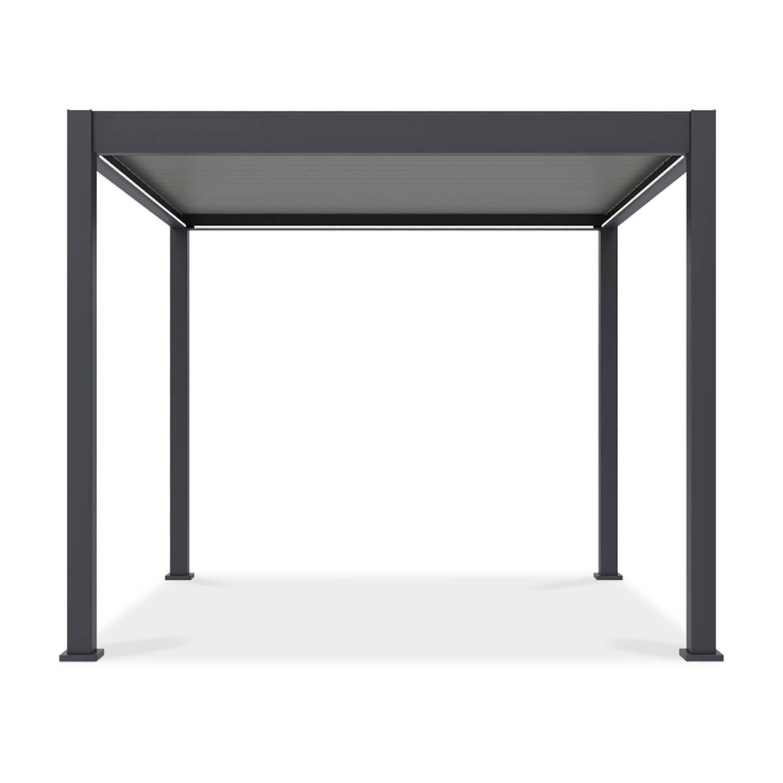 Przód aluminiowej pergoli z obracanymi lamelami