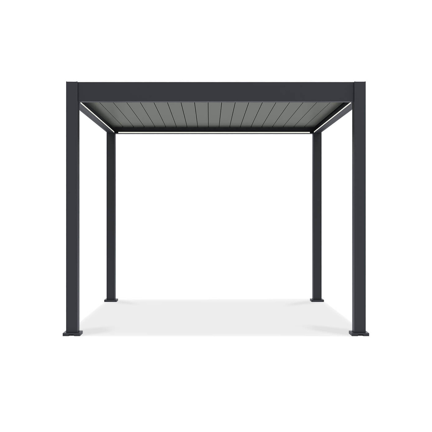 Przód wodoodpornej pergoli z z oświetleniem LED od firmy Gutroof