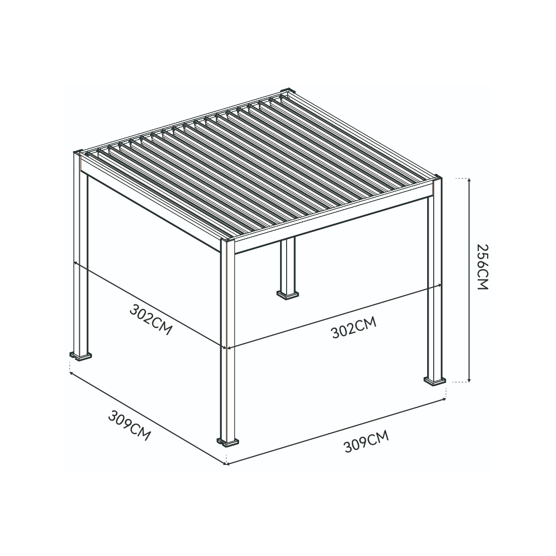 Wymiary pergoli ELEGANCE AUTOMATIC 3x3
