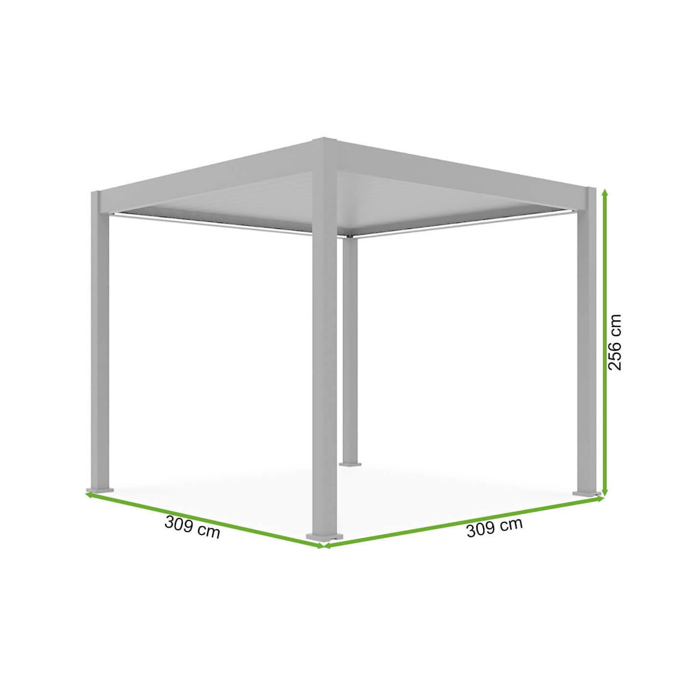 Wymiary bioklimatycznej pergoli ELEGANCE AUTOMATIC 3x3