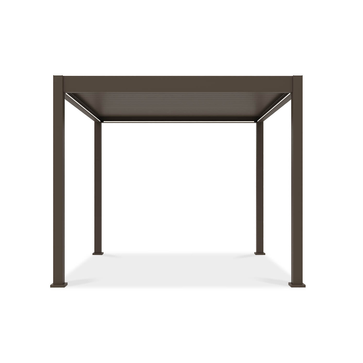 Przód aluminiowej pergoli z obracanymi lamelami