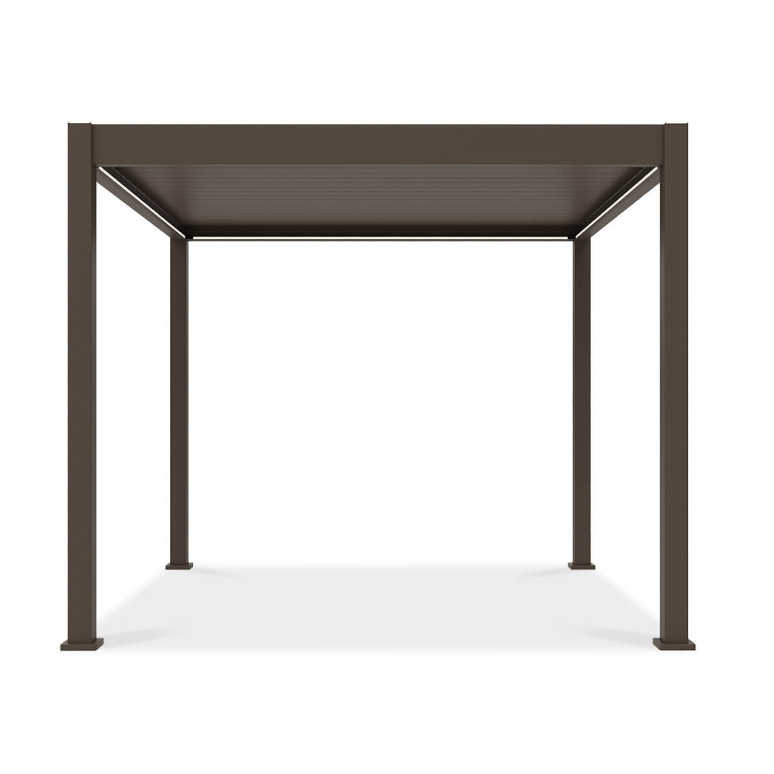 Przód aluminiowej pergoli z obracanymi lamelami