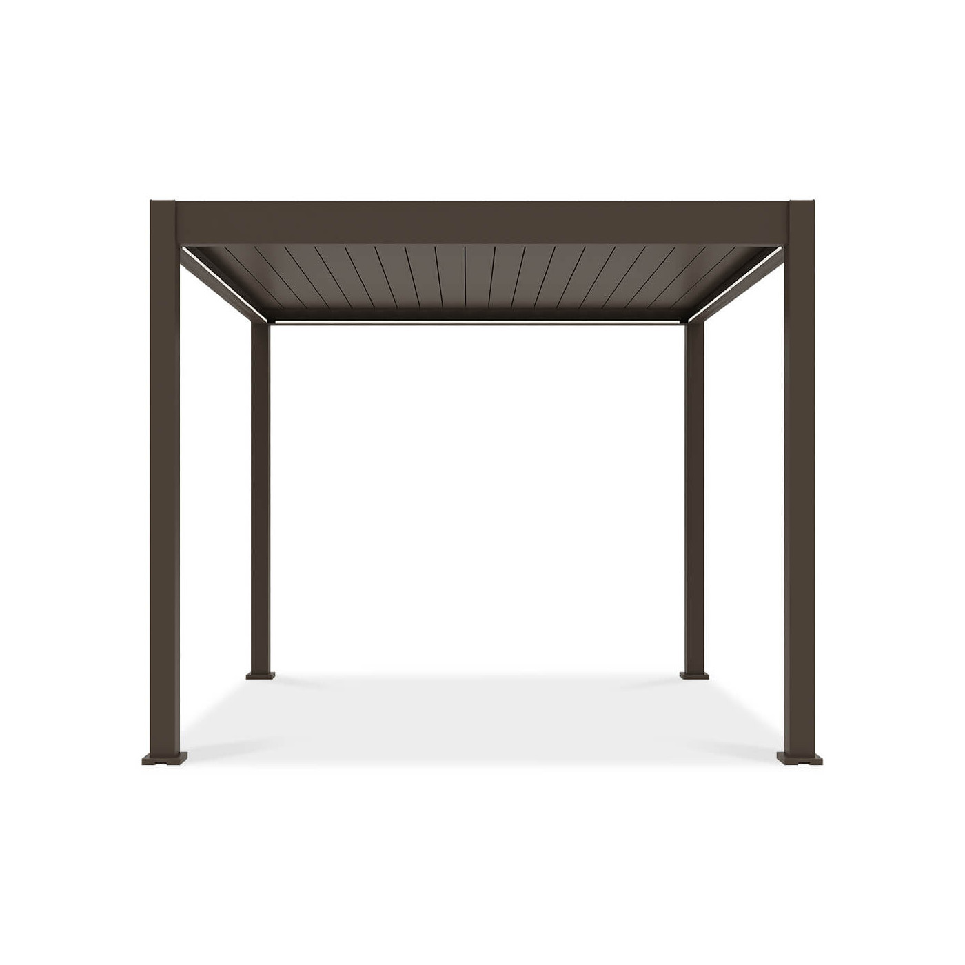 Przód wodoodpornej pergoli z z oświetleniem LED od firmy Gutroof