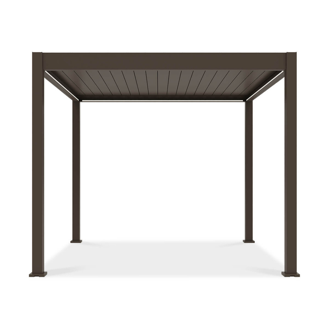 Przód wodoodpornej pergoli z z oświetleniem LED od firmy Gutroof