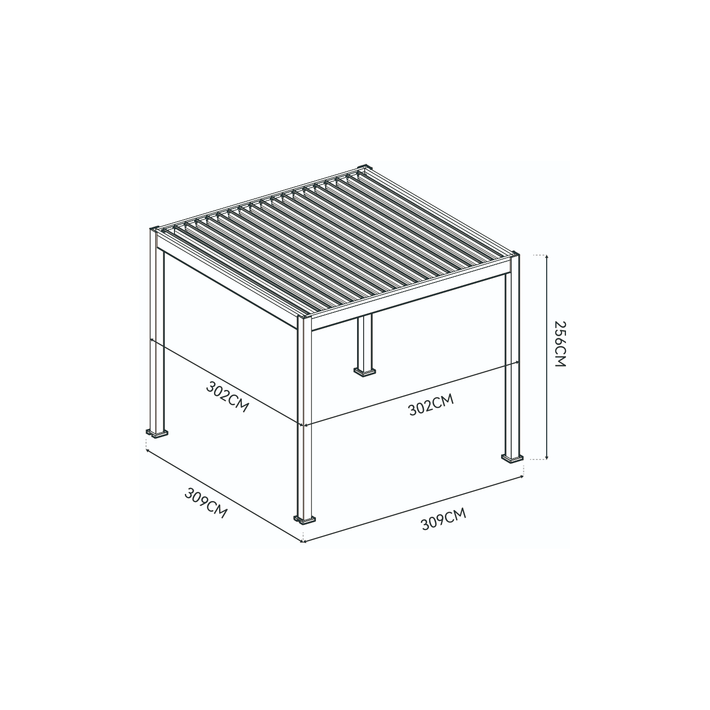 Wymiary pergoli ELEGANCE AUTOMATIC 3x3