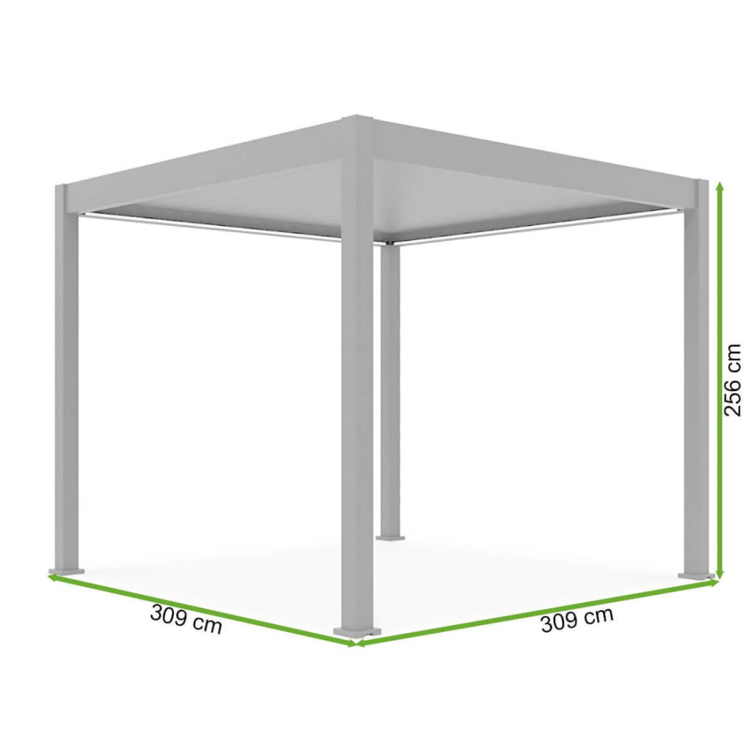 Wymiary bioklimatycznej pergoli ELEGANCE AUTOMATIC 3x3 od Gutroof