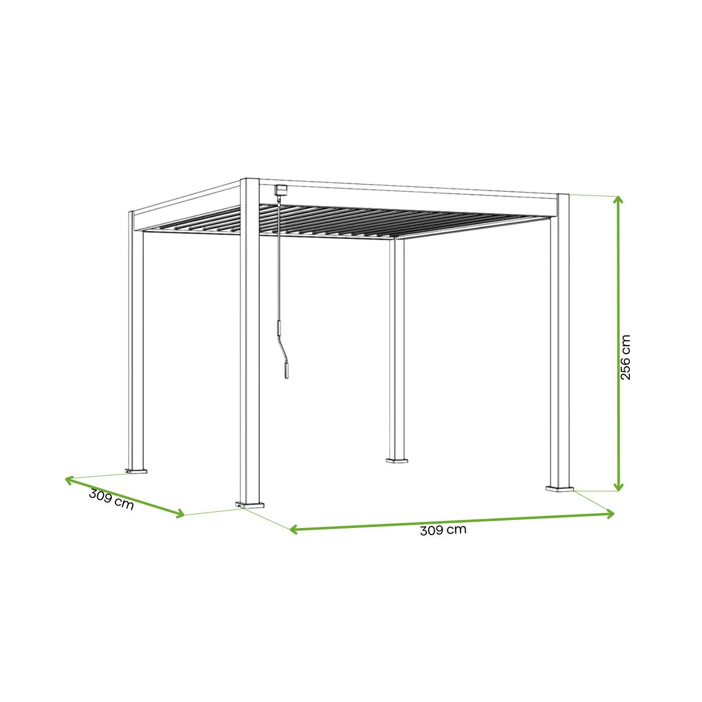 Wymiary pergoli ELEGANCE AUTOMATIC 3x3