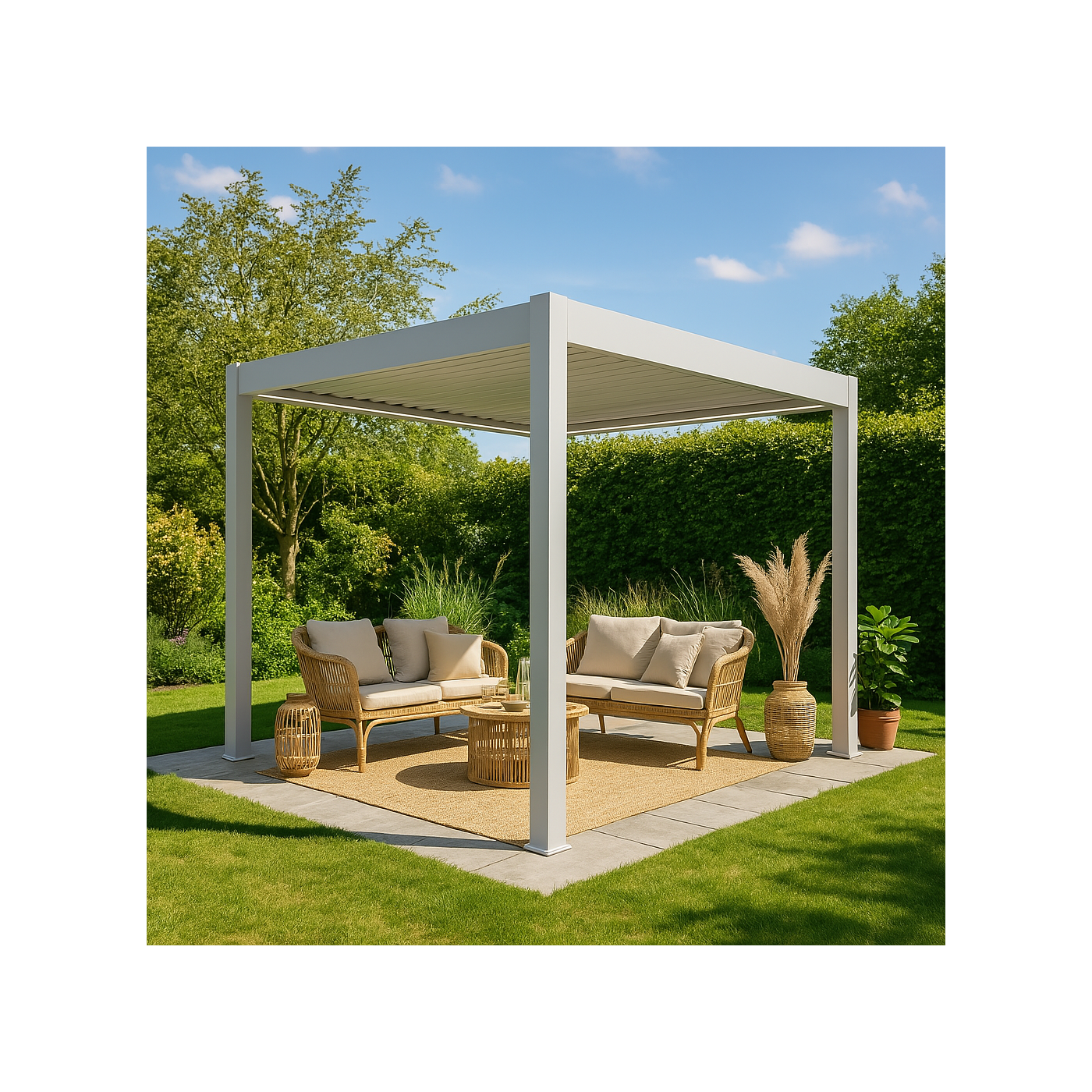 Aranżacja aluminiowej pergoli z obracanymi lamelami