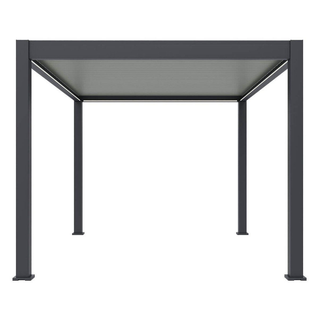 Bok ogrodowej pergoli z oświetleniem LED 3x4m