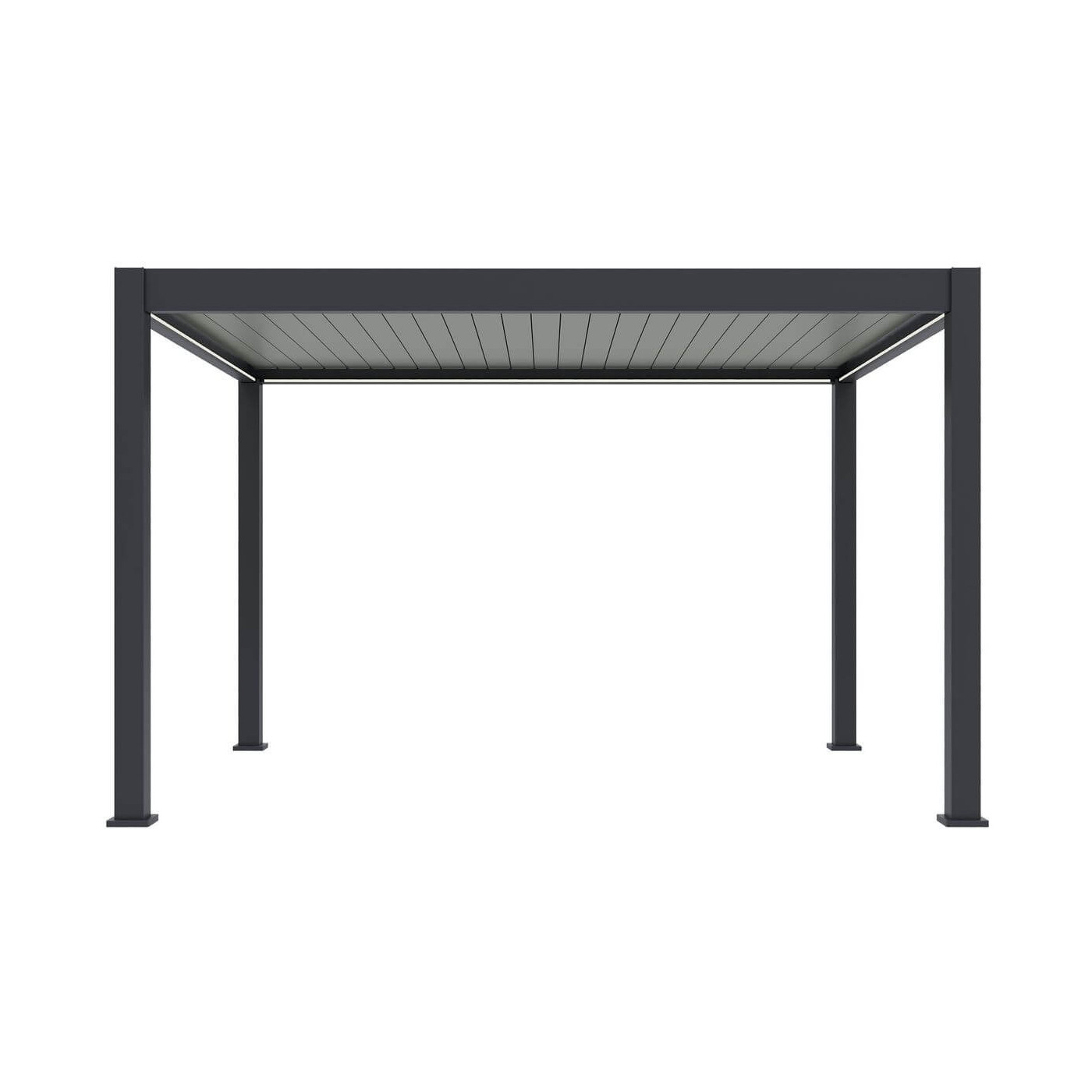 Ogrodowa pergola z oświetleniem LED antracytowa z jasnym dachem