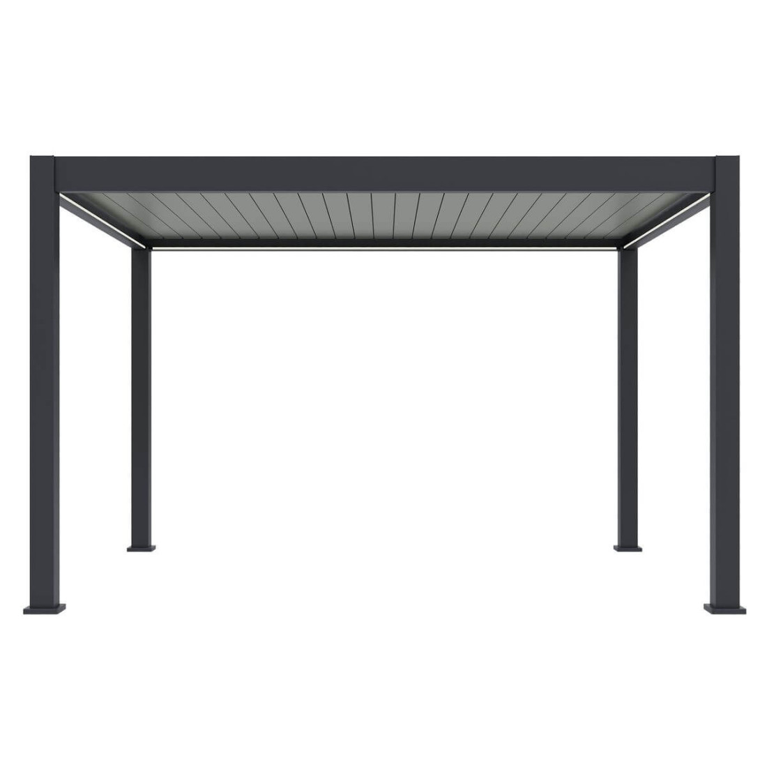 Ogrodowa pergola z oświetleniem LED antracytowa z jasnym dachem