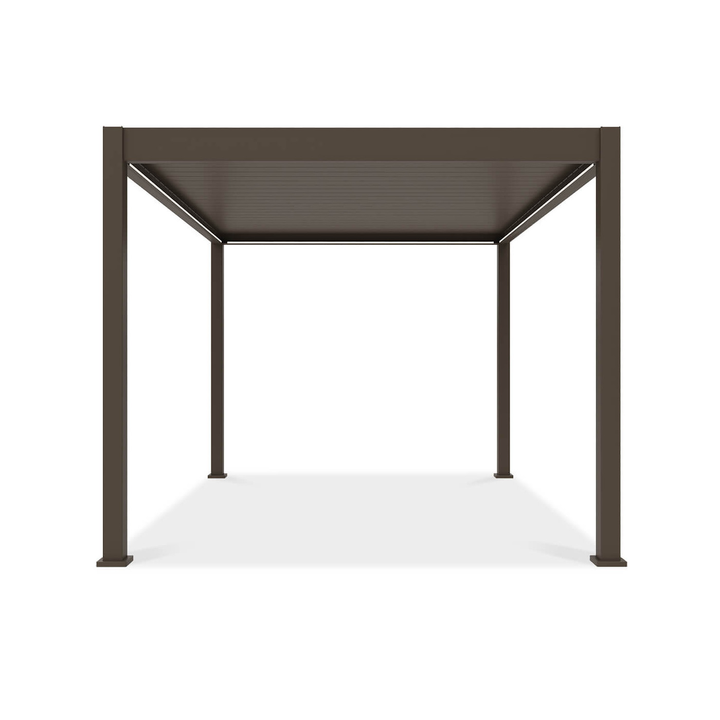 Bok aluminiowej pergoli z obracanymi lamelami