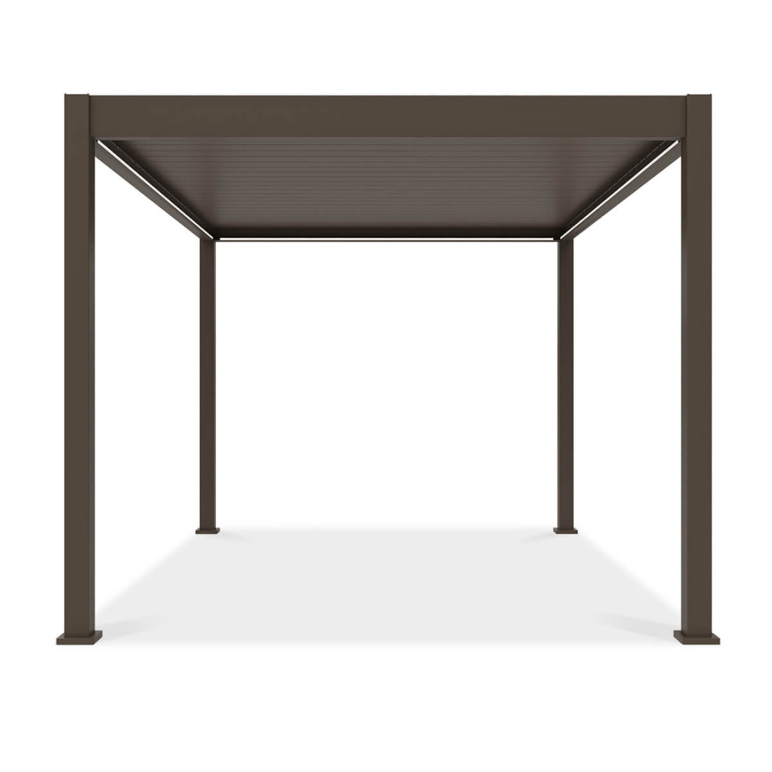 Bok aluminiowej pergoli z obracanymi lamelami