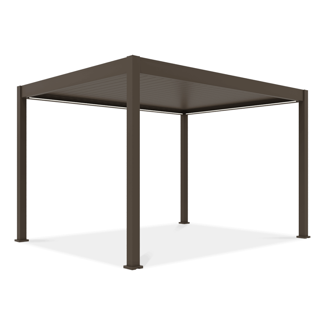 Bok aluminiowej pergoli z obracanymi lamelami