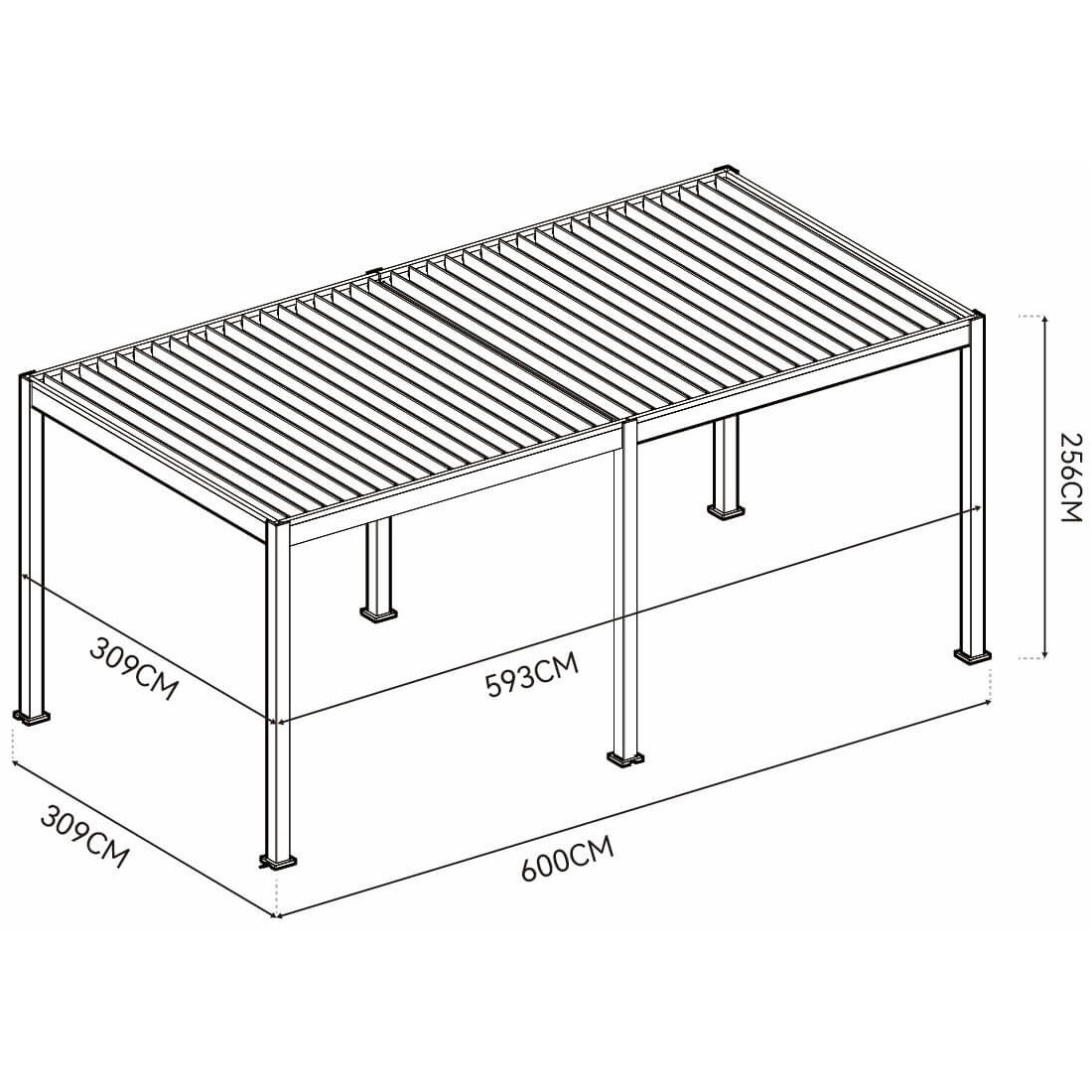 Rycina pergoli ELEGANCE AUTOMATIC 3x6 z oświetleniem LED