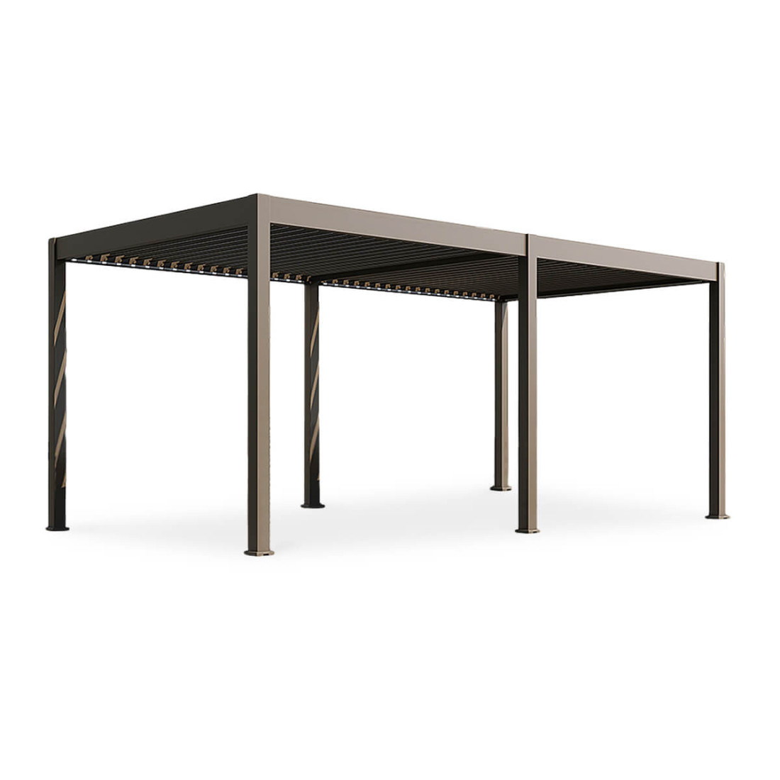 Pergola z oświetleniem LED ELEGANCE AUTOMATIC 3x6 w kolorze taupe