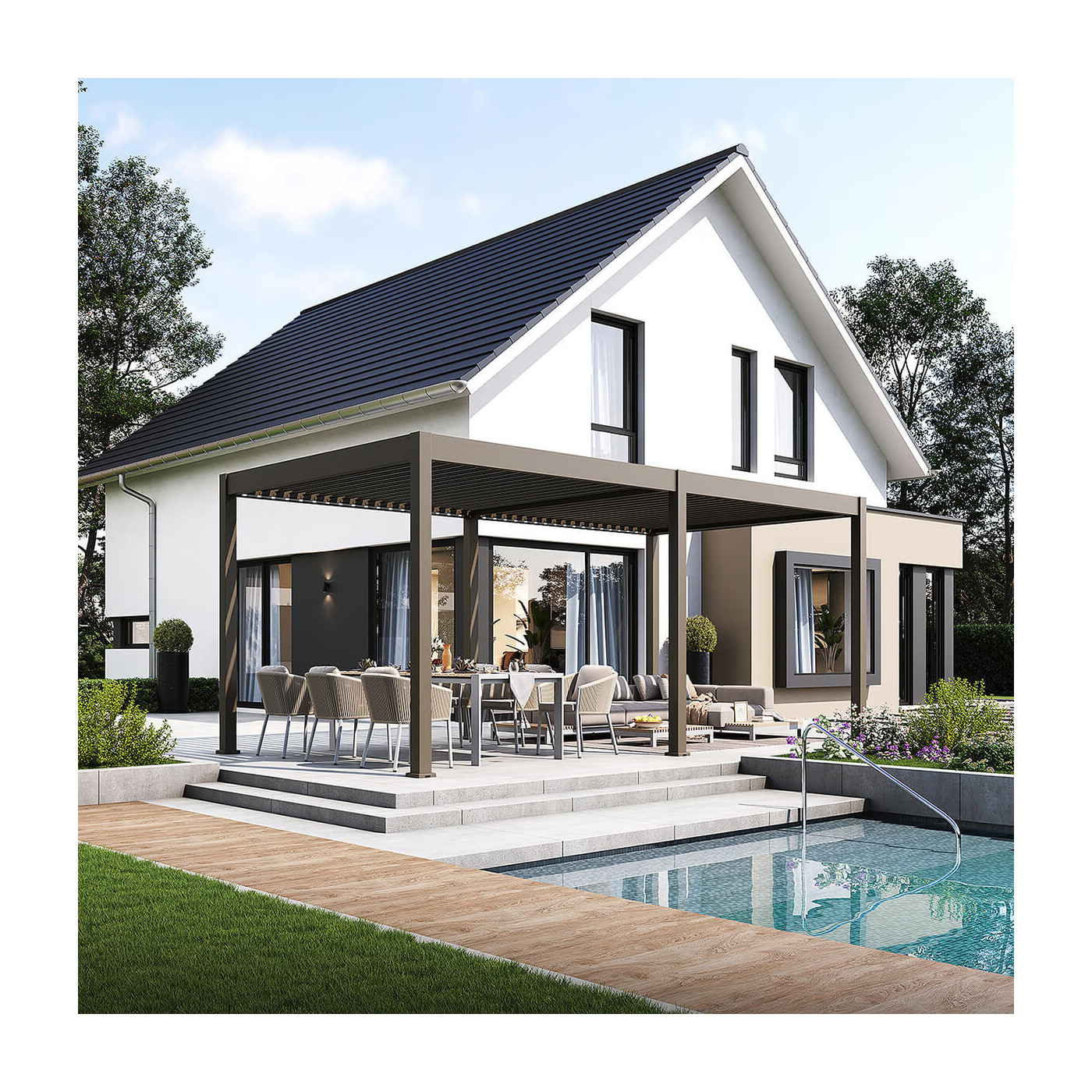 Wiosenna aranżacja pergoli na tarasie