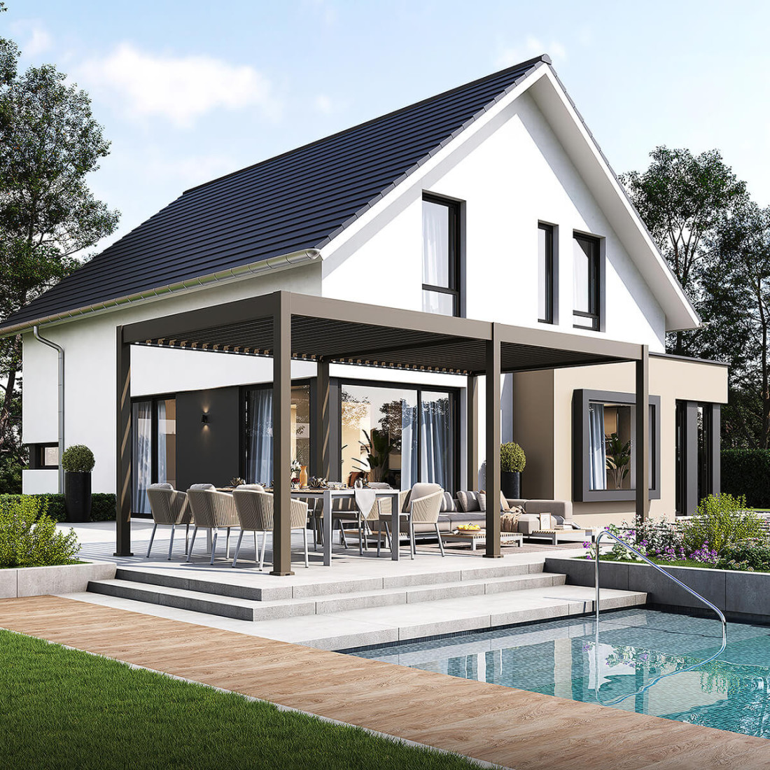 Wiosenna aranżacja pergoli na tarasie