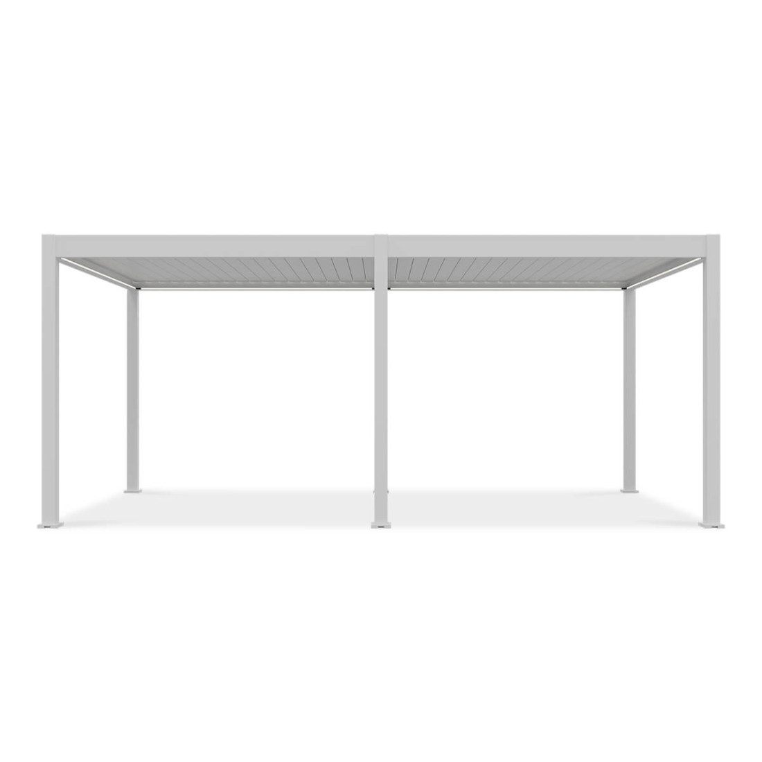 Przód wodoodpornej pergoli z oświetleniem LED od firmy Gutroof