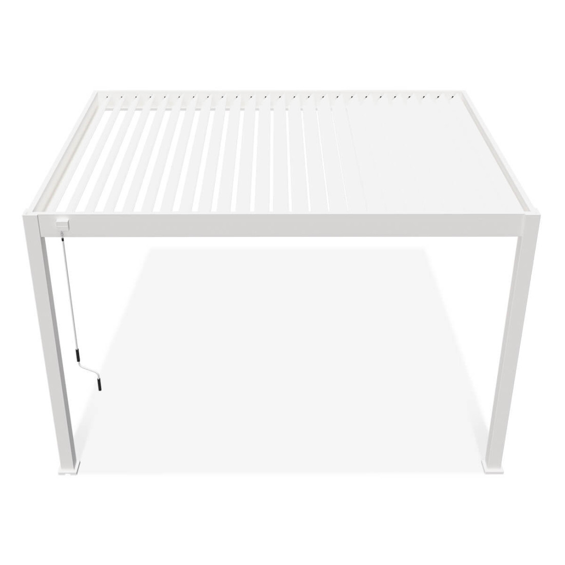 Widok z góry na przyścienną pergolę ELEGACNE WALL 3x4 White i jej lamele 