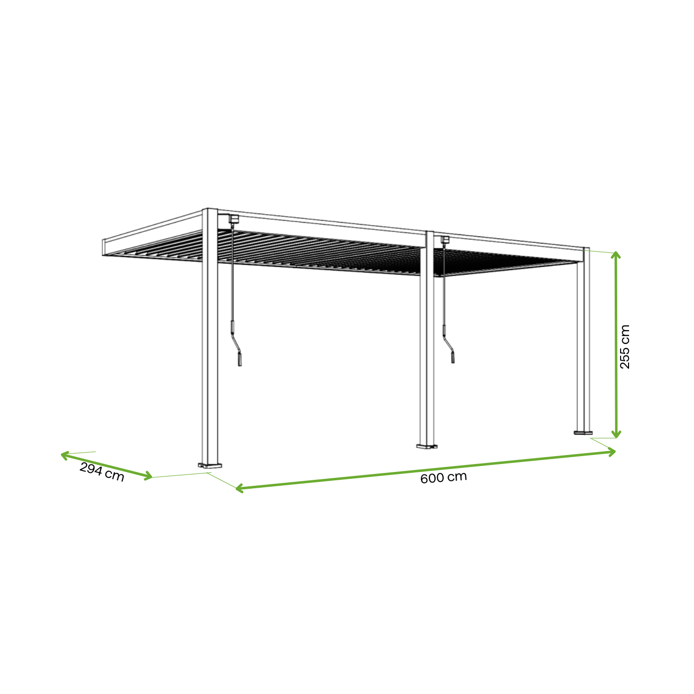 Wymiary - przyścienna pergola ELEGANCE WALL 3x6 Anthracite - Gutroo