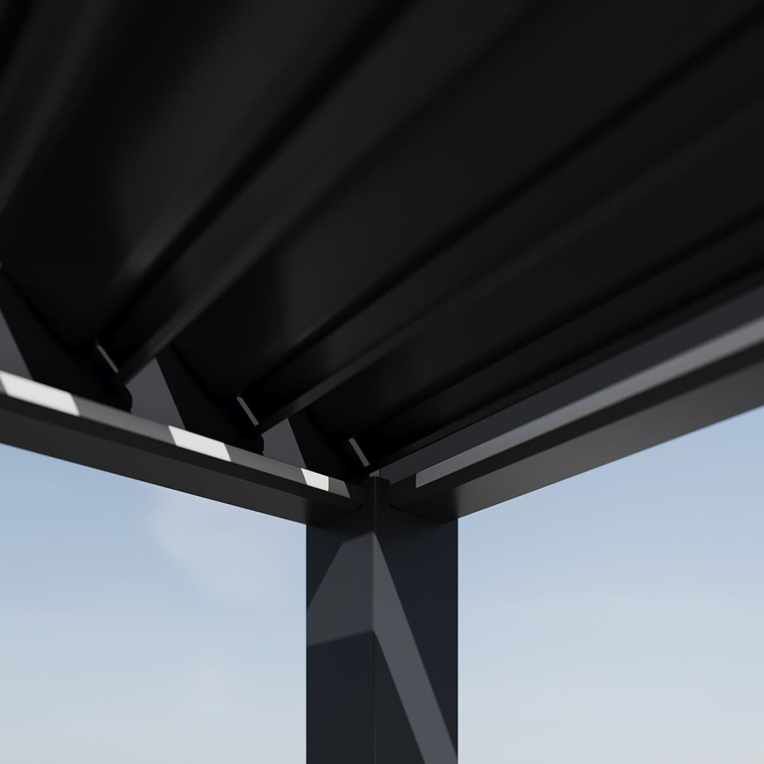 Widok na oświetlenie LED w pergoli