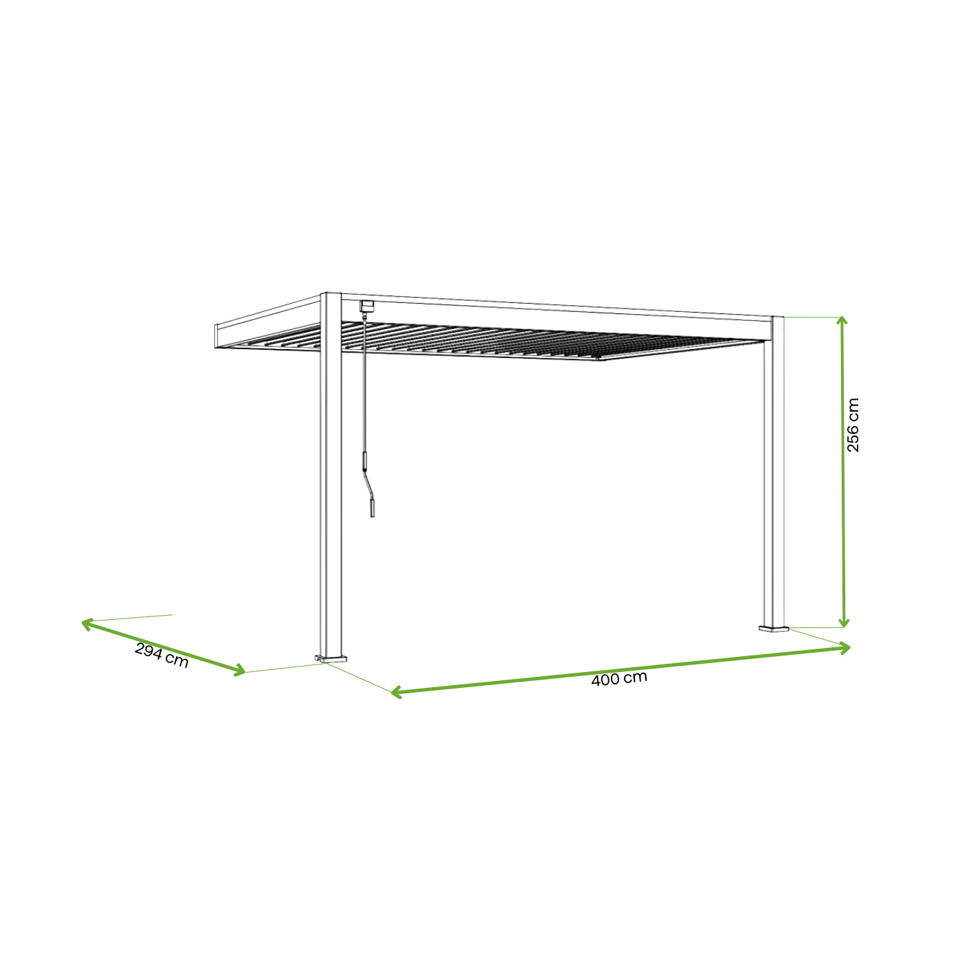 Wymiary automatyczna pergola przyścienna z oświetleniem ELEGANCE WALL AUTOMATIC 3x4 Anthracite - Gutroof