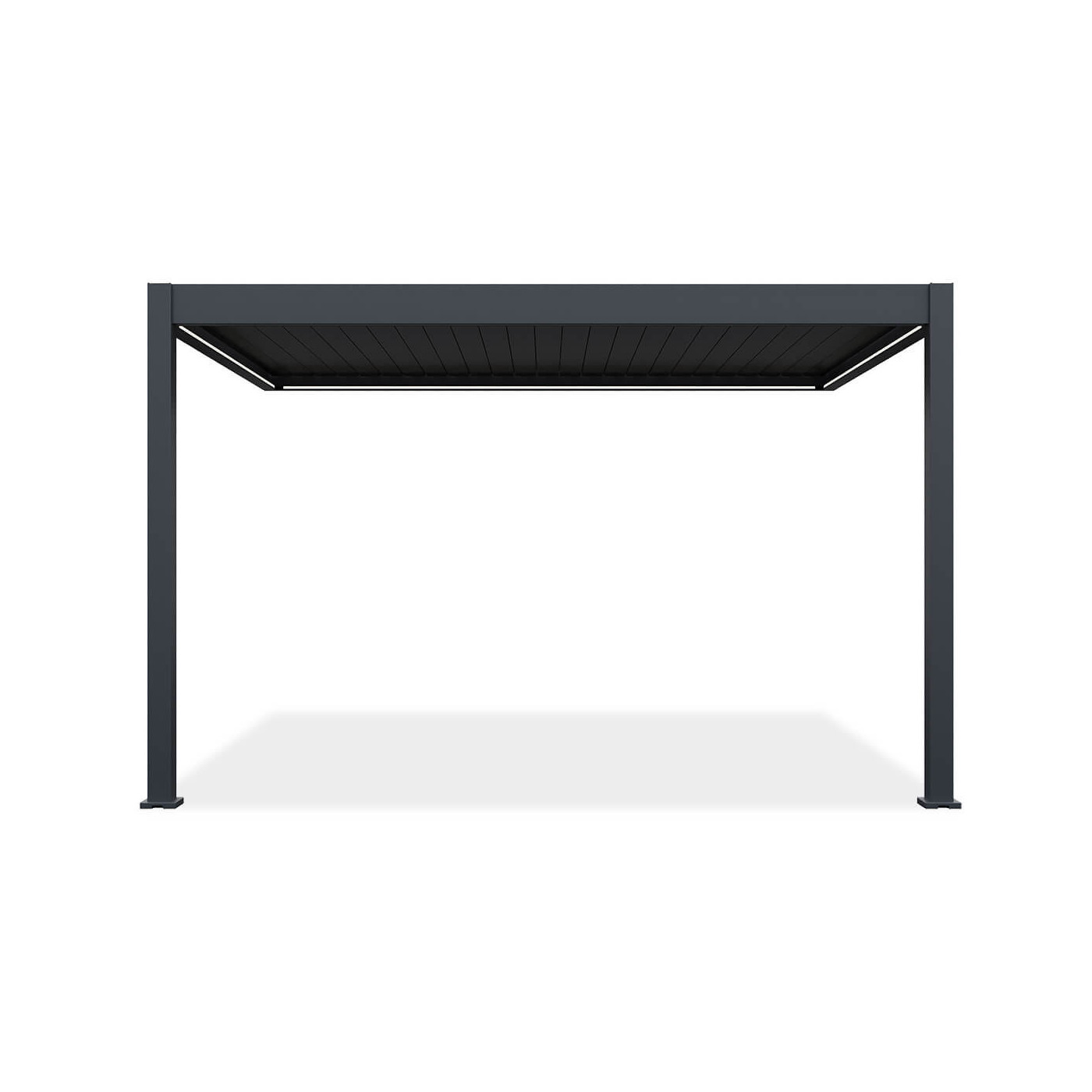 Przód wodoodpornej pergoli z oświetleniem LED od firmy Gutroof