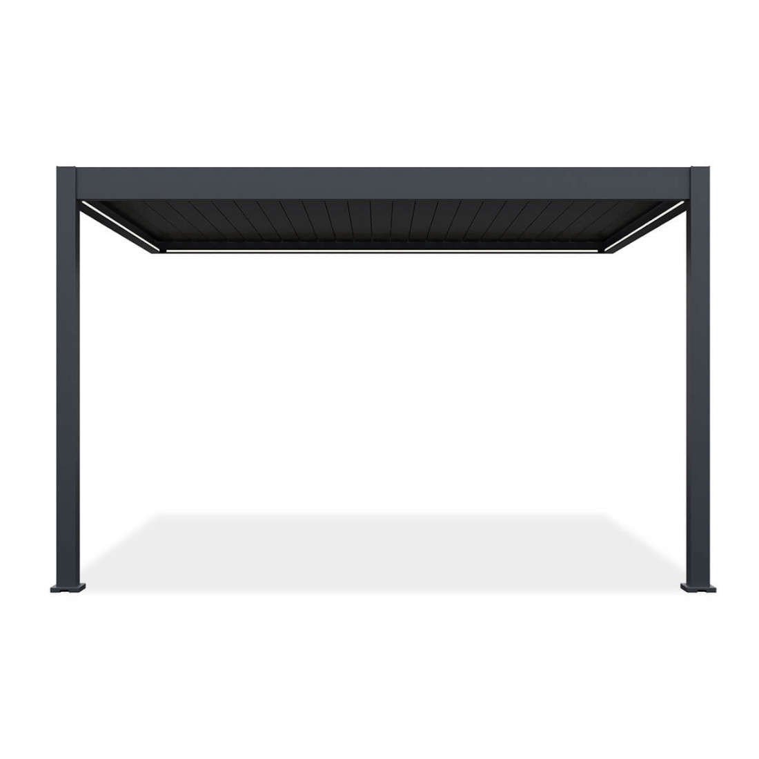 Przód wodoodpornej pergoli z oświetleniem LED od firmy Gutroof