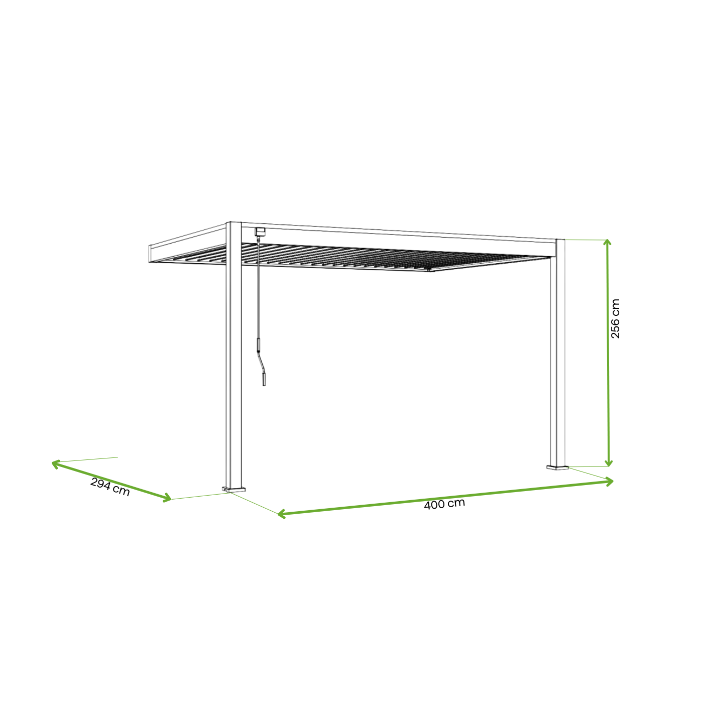 Wymiary -  pergola przyścienna z oświetleniem ELEGANCE WALL AUTOMATIC 3x4 Anthracite/Light Grey - Gutroof