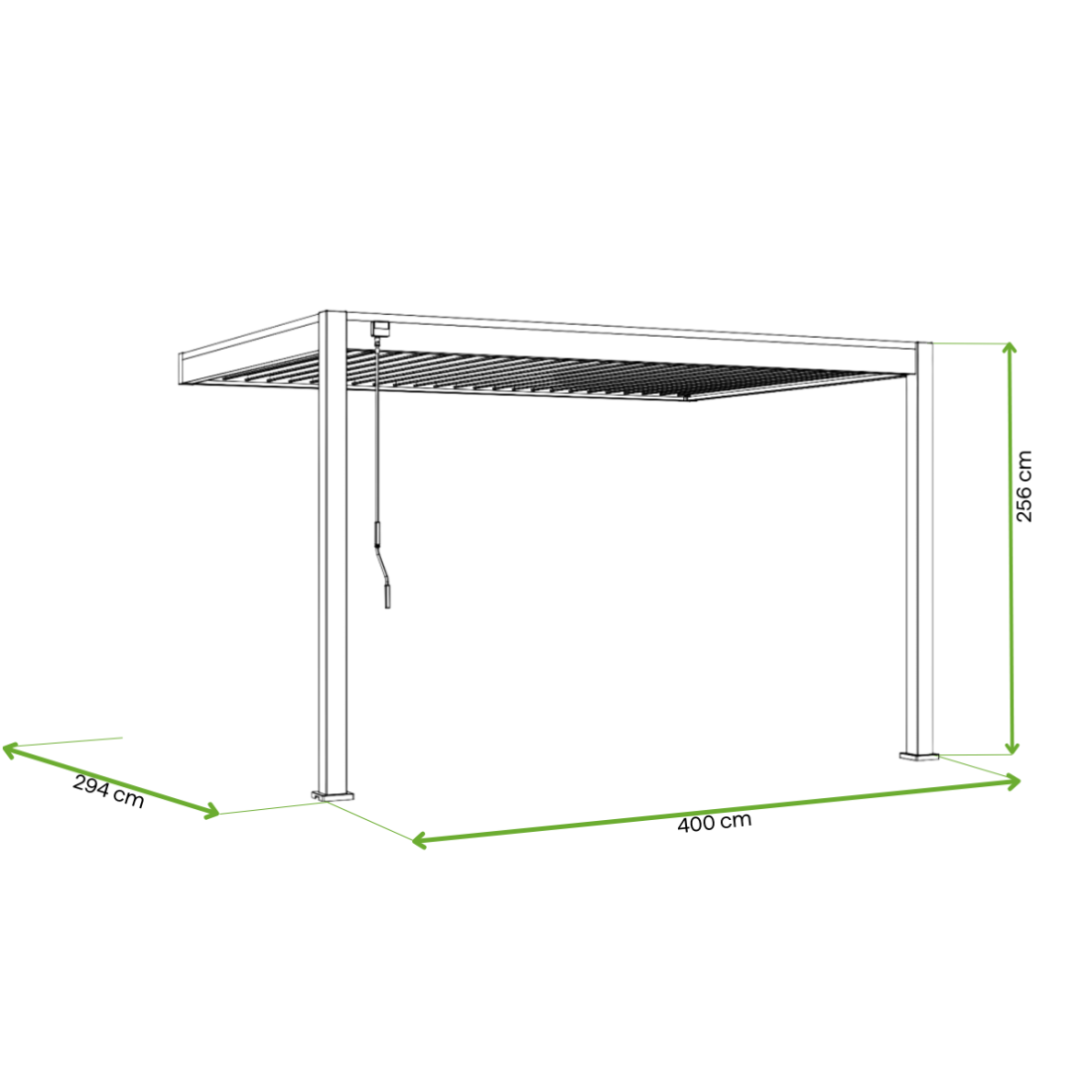 Wymiary -  pergola przyścienna z oświetleniem ELEGANCE WALL AUTOMATIC 3x4 Anthracite/Light Grey - Gutroof