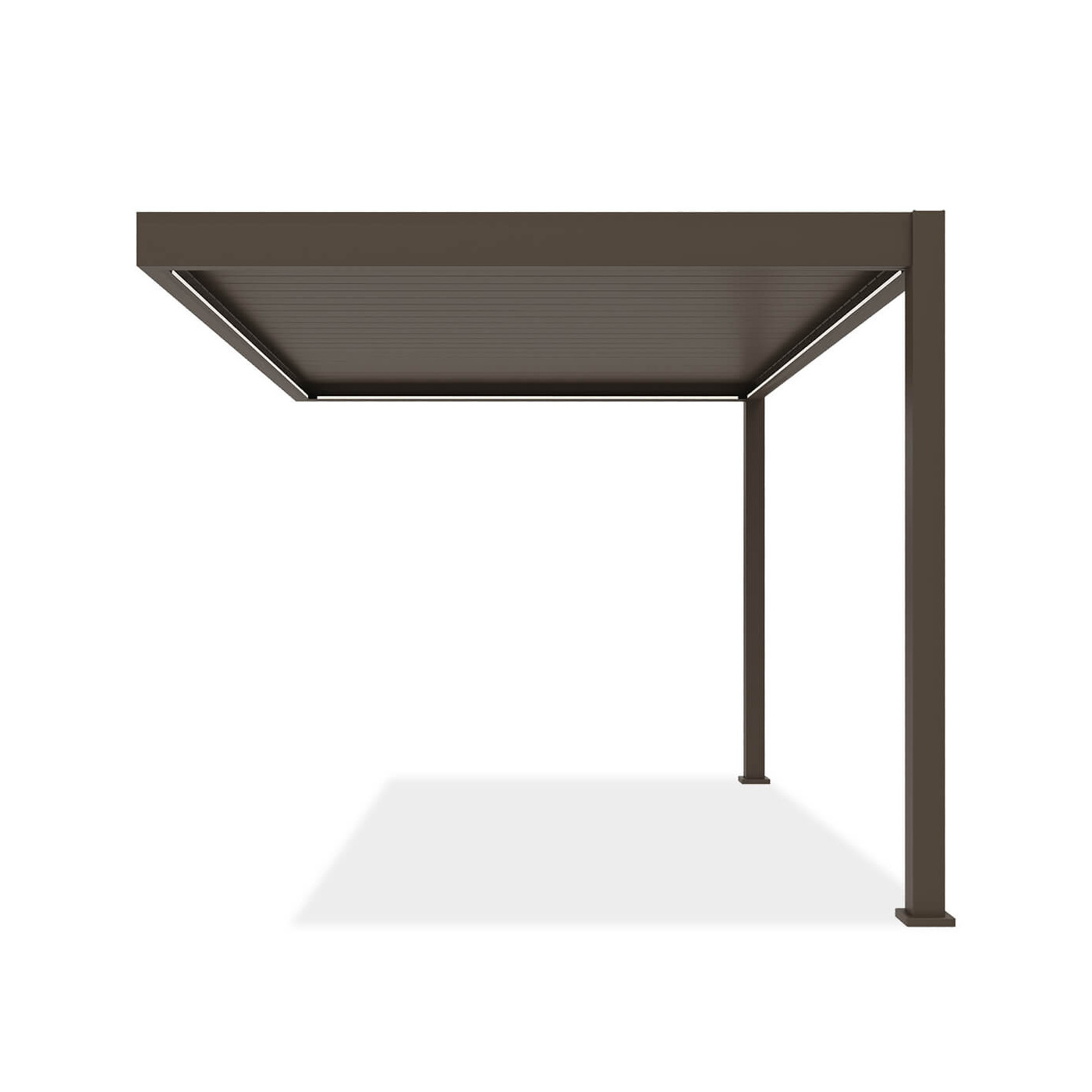 Bok aluminiowej pergoli z obracanymi lamelami